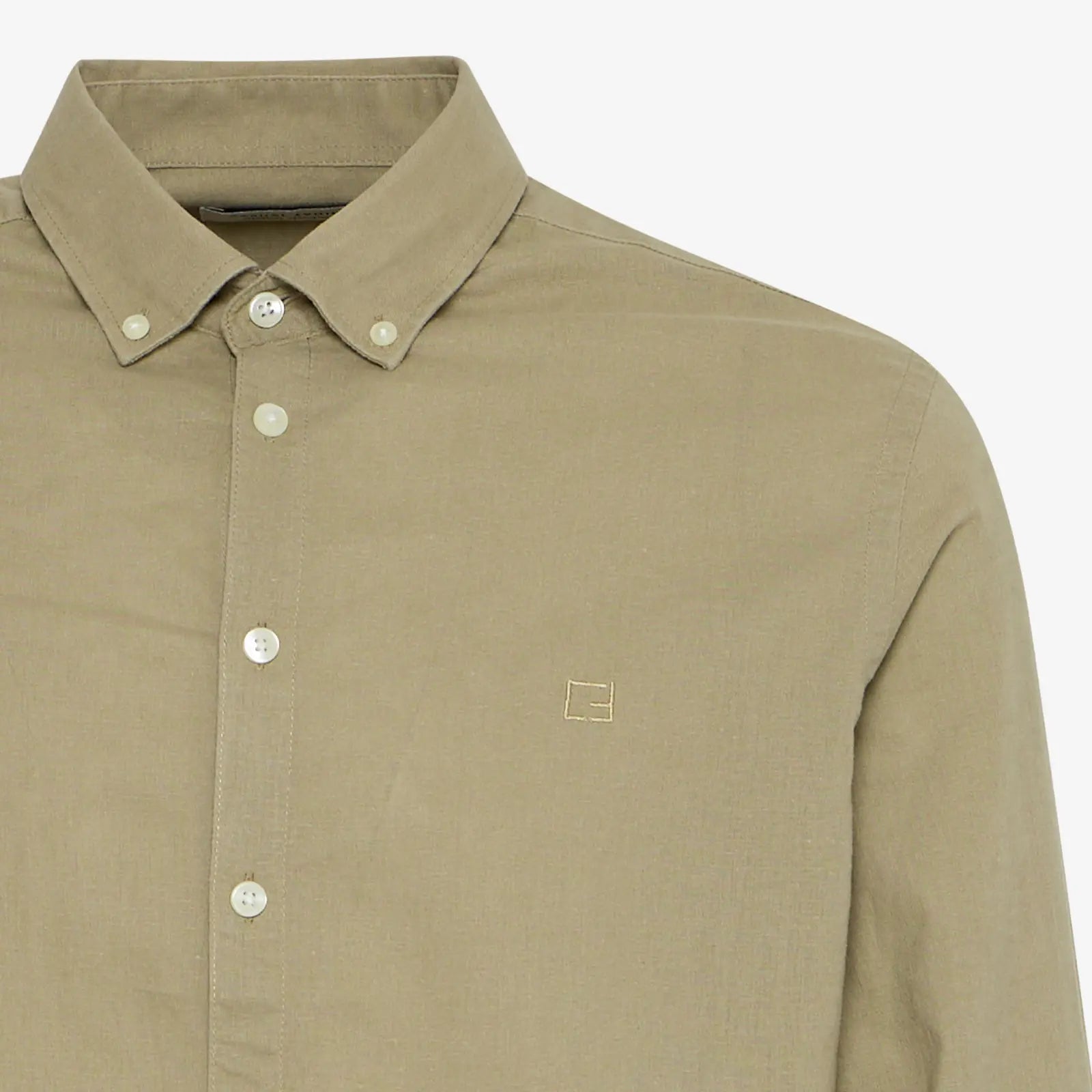 Chemise en lin beige Casual Friday - manches longues col boutonné