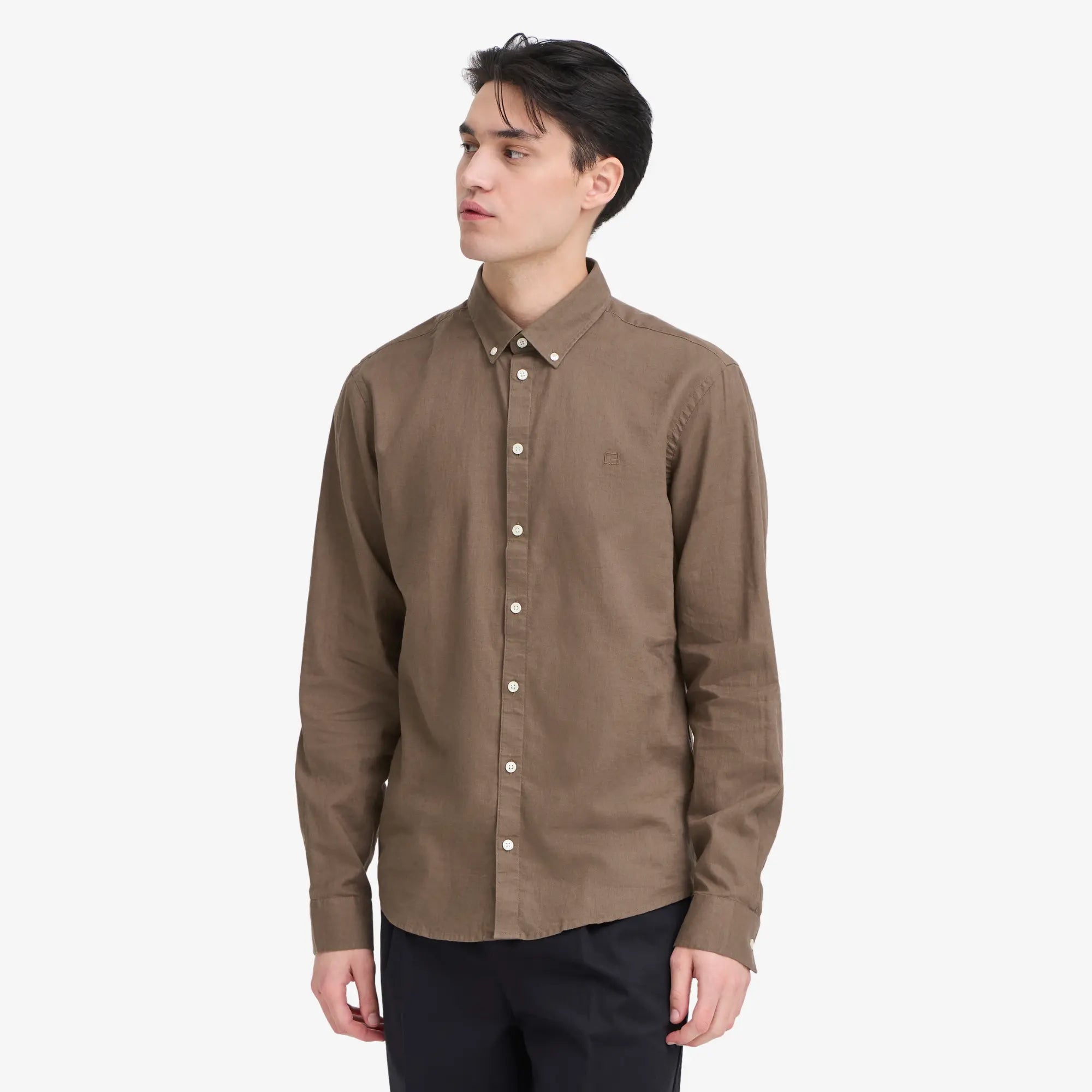 CHEMISE EN LIN - MARRON