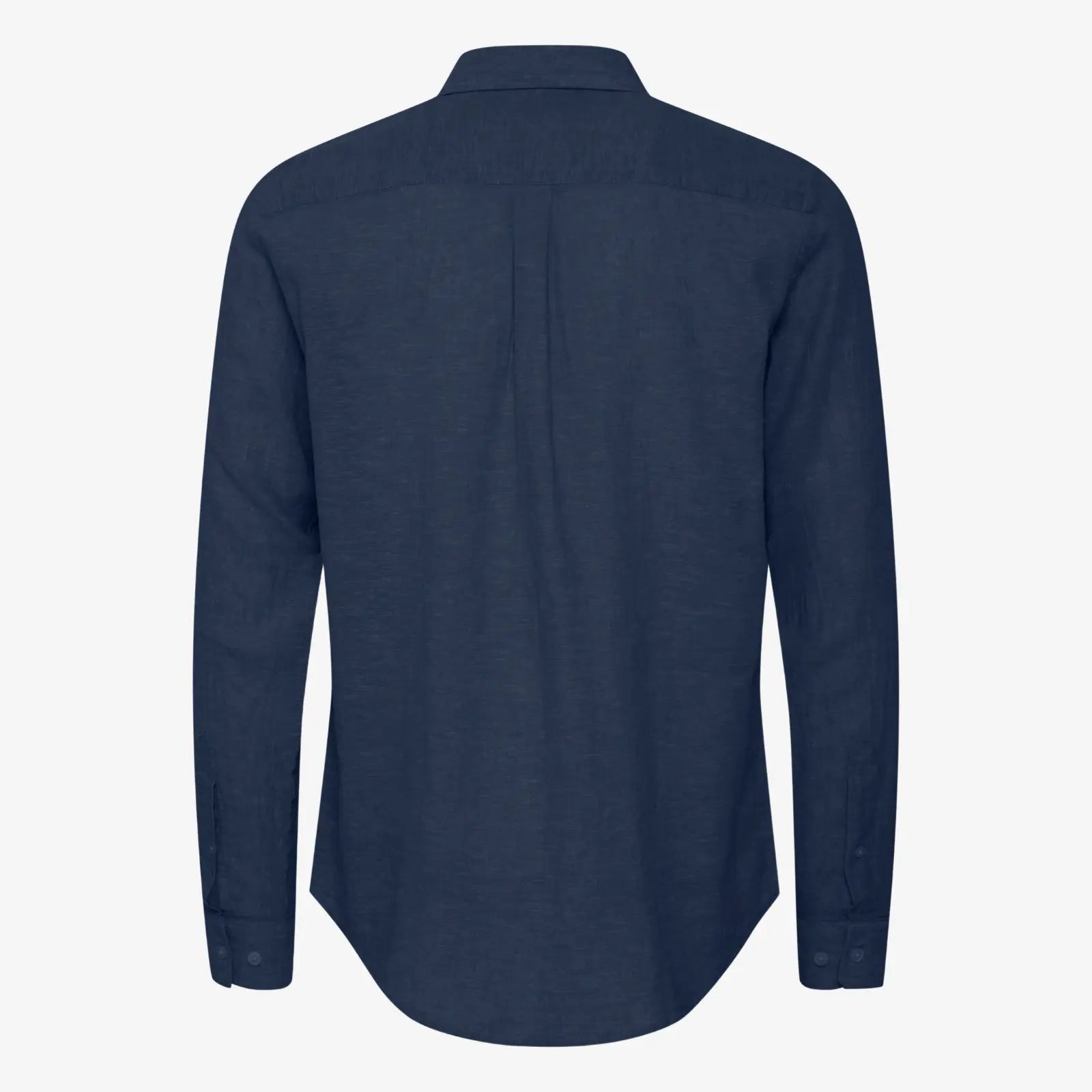 Chemise en lin bleu marine Casual Friday - détail col et boutons