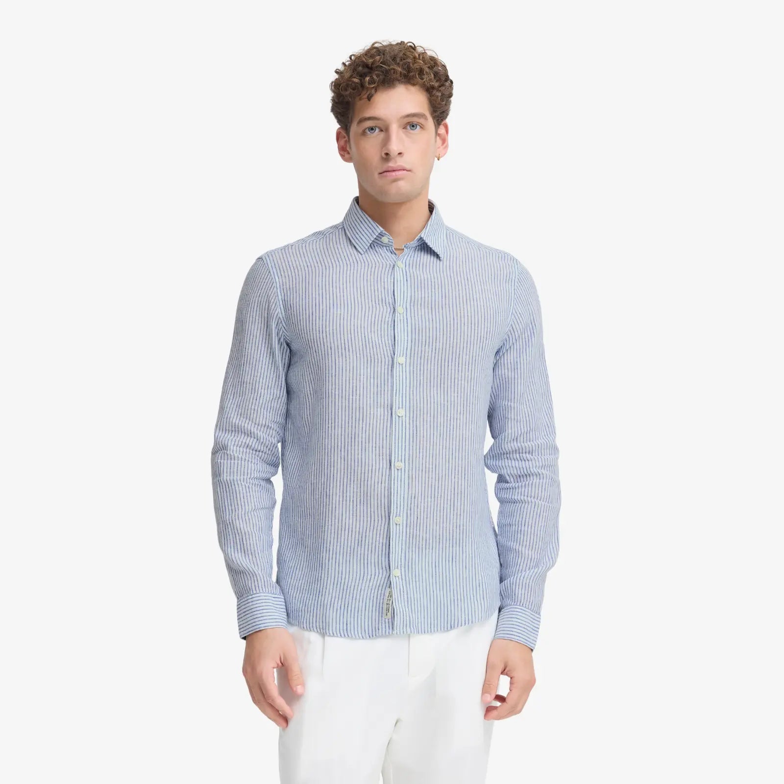 Chemise en Lin Rayée - Bleu