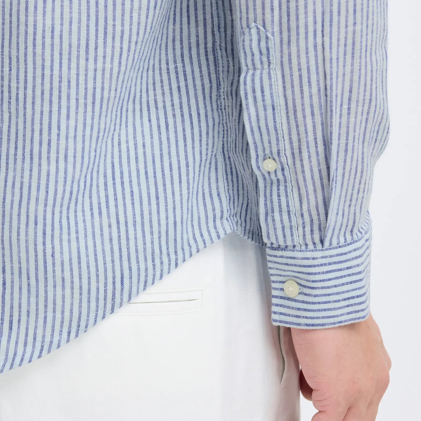 Chemise en Lin Rayée - Bleu