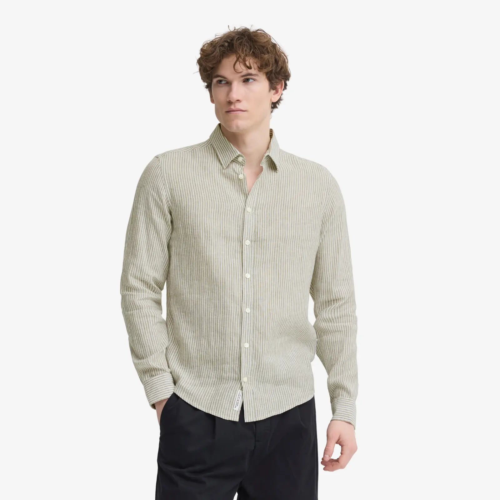 Chemise en Lin Rayée - Vert