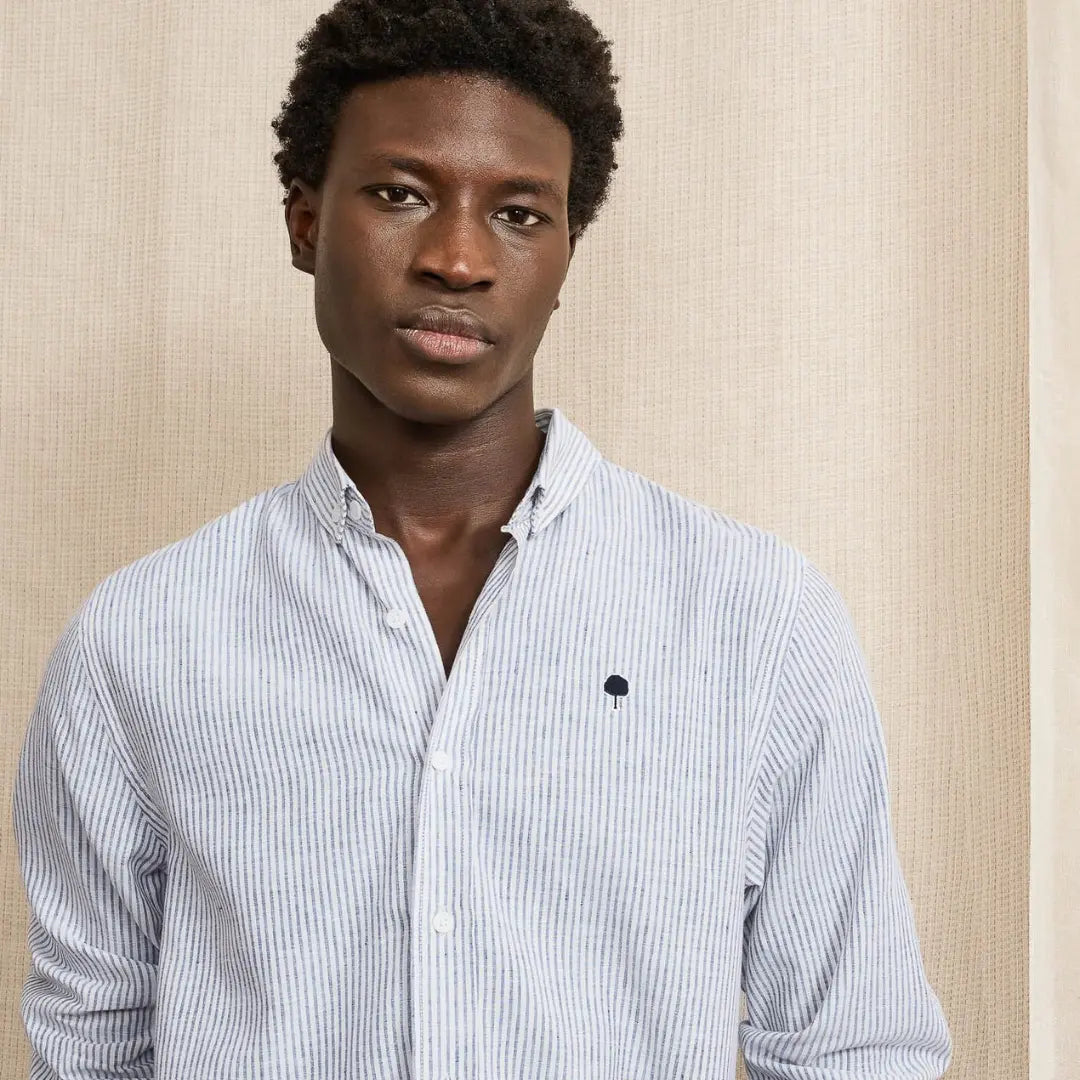 CHEMISE IVOY LIN - ÉCRU & BLEU