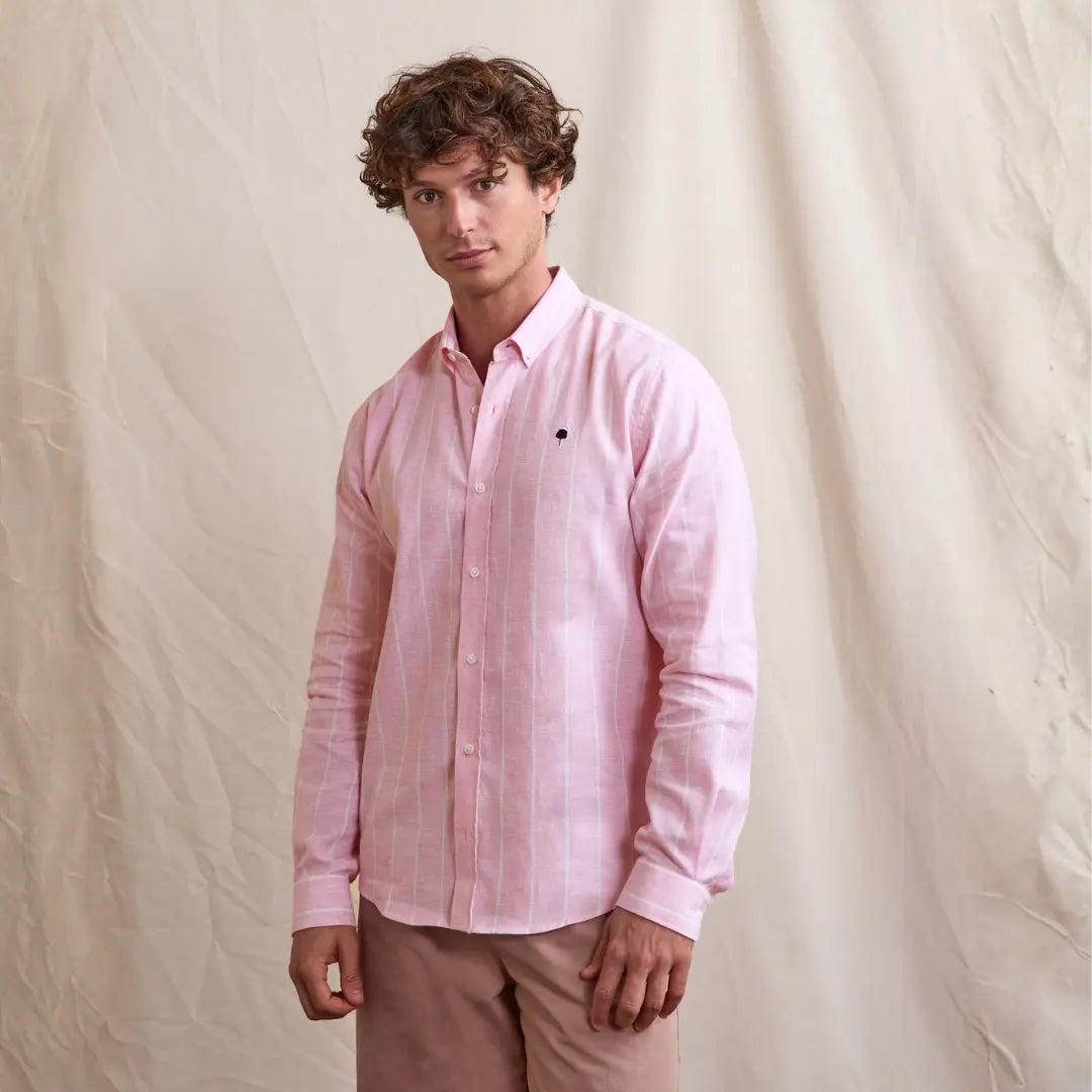 Chemise Ivoy Lin - Rose et Blanc - Faguo - détail 2