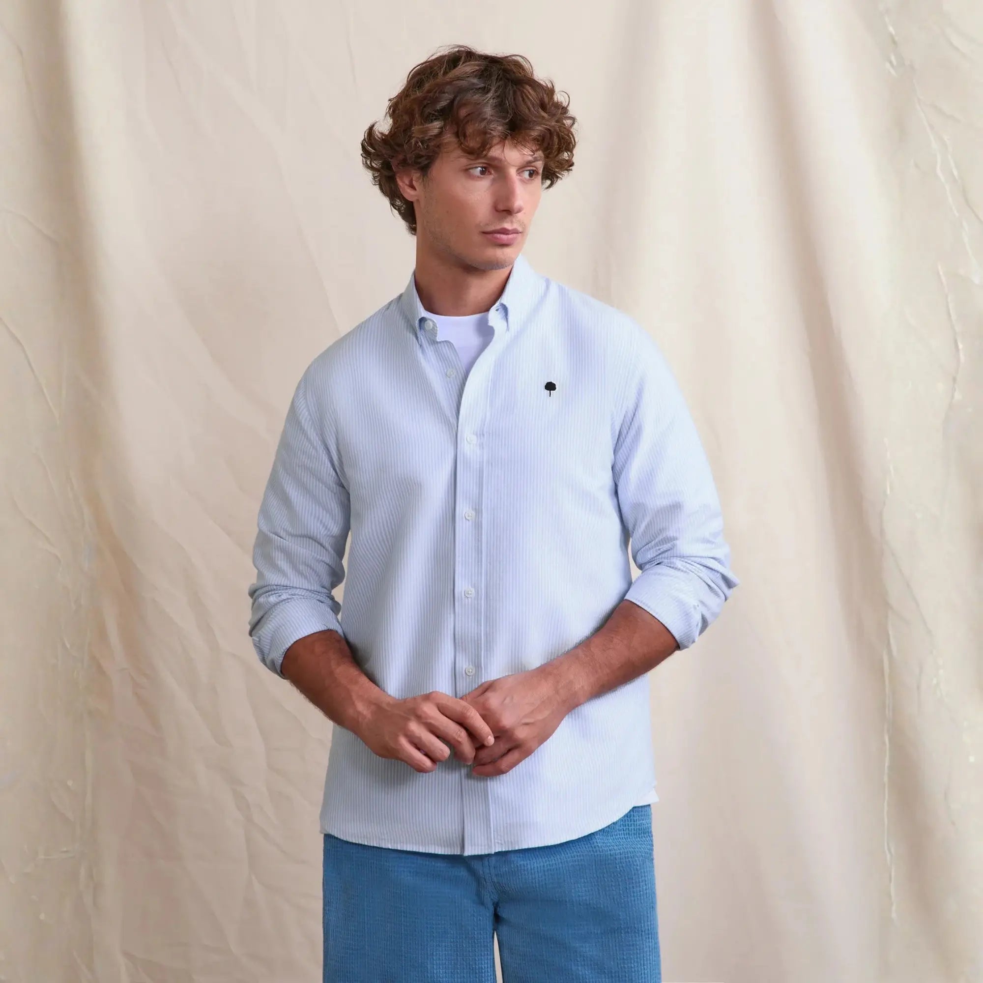 CHEMISE IVOY RAYÉE - BLEU CIEL