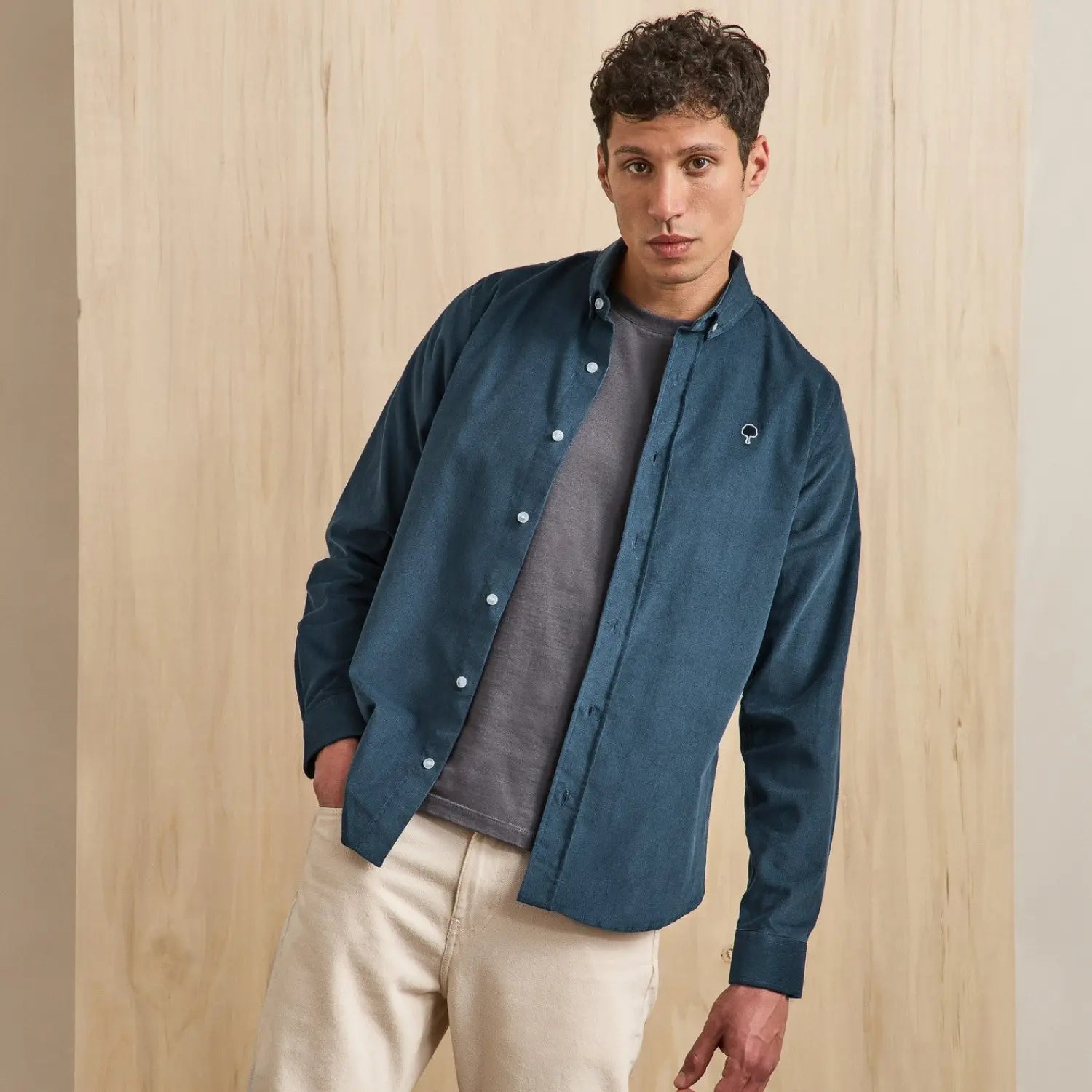 FAGUO -  CHEMISE IVOY VELOURS BLEU -  Klubb
