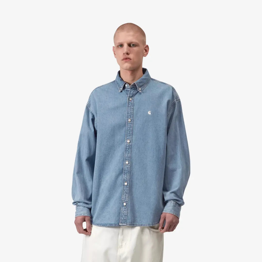CHEMISE LUCAS - BLUE BLEACHED