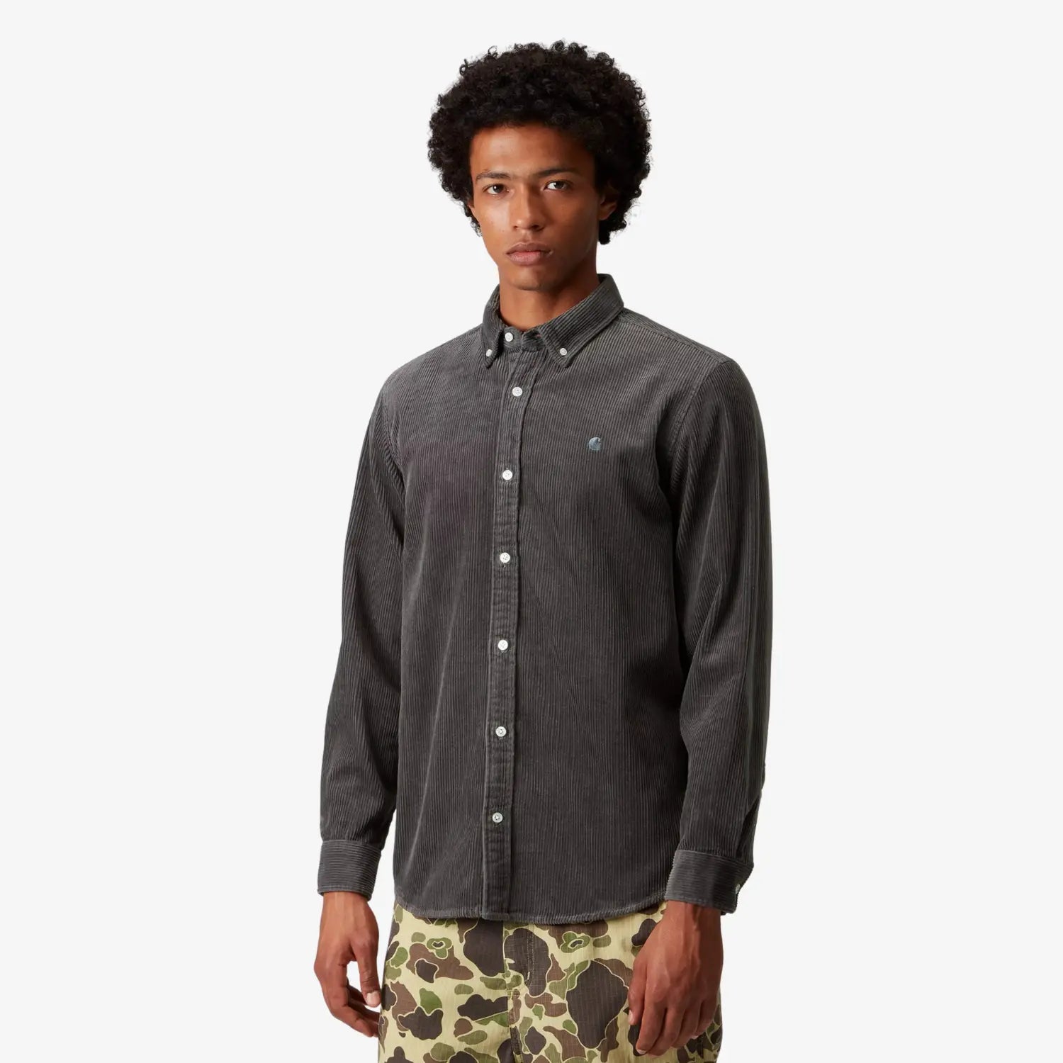 CARHARTT WIP -  CHEMISE MADISON VELOURS - GRAPHITE -  Klubb