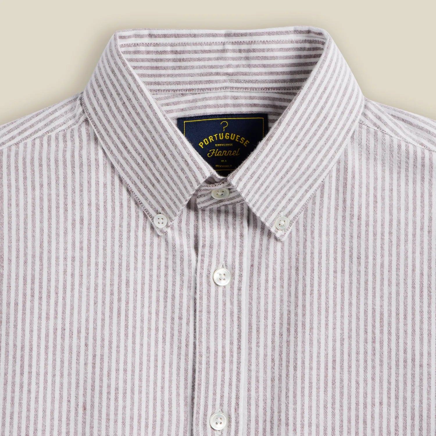 CHEMISE OXFORD BRUSHED STRIPE - BORDEAUX PORTUGUESE FLANNEL -  Klubb