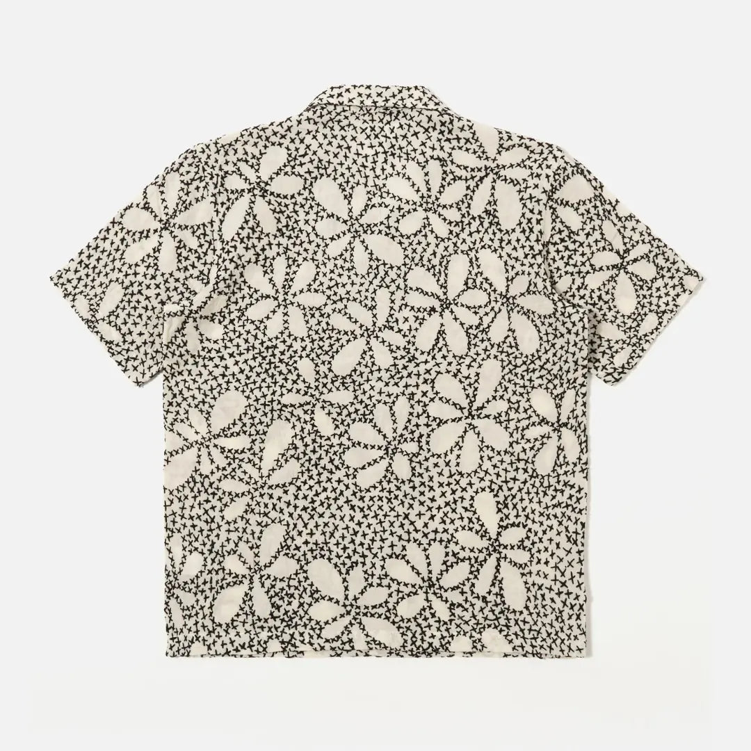 Chemise Road Kantha Flower - Écru et Noir - Universal Works - détail 2
