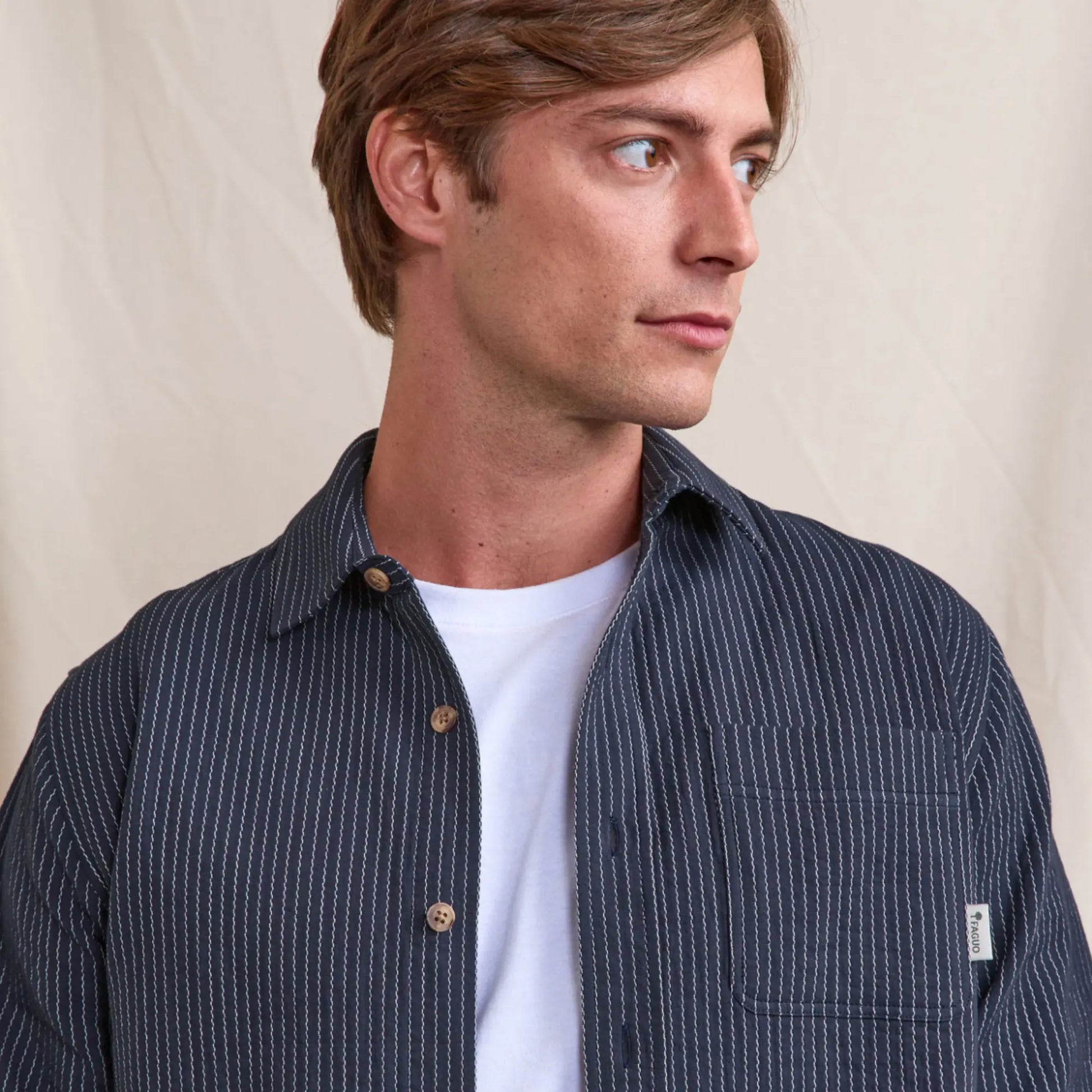 Chemise Signy Marine Grisé - Faguo - détail 6