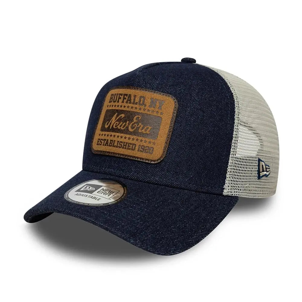 Casquette 9FORTY A-Frame Trucker New Era Patch Denim - Bleu Foncé - New Era