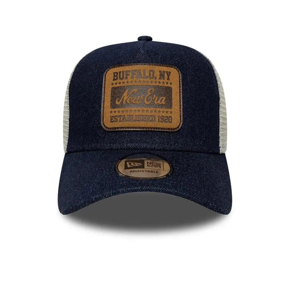 Casquette 9FORTY A-Frame Trucker New Era Patch Denim - Bleu Foncé - New Era