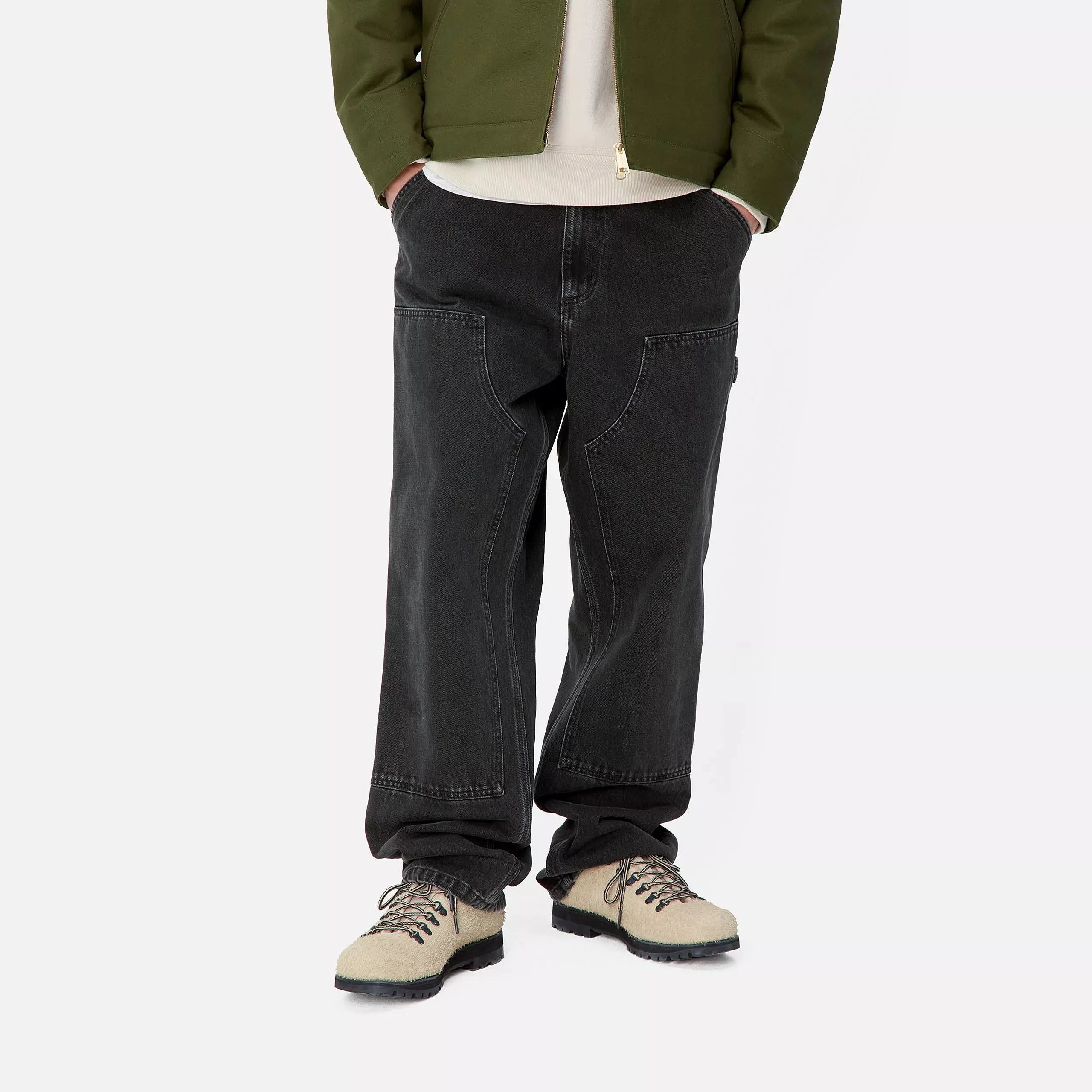 DOUBLE KNEE PANT - BLACK STONE WASHED CARHARTT WIP -  Klubb