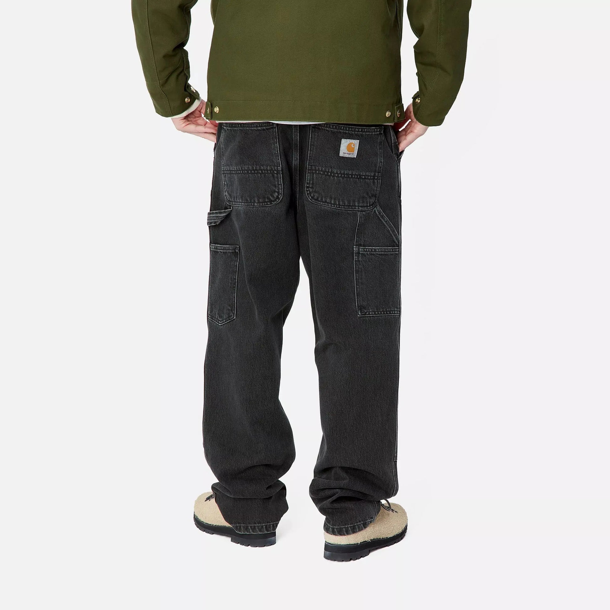 DOUBLE KNEE PANT - BLACK STONE WASHED CARHARTT WIP -  Klubb