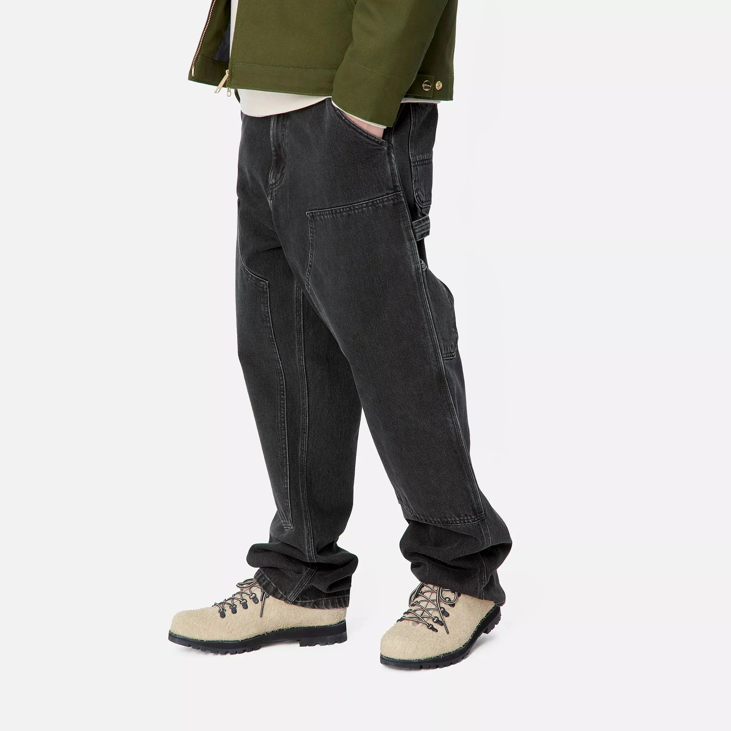 DOUBLE KNEE PANT - BLACK STONE WASHED CARHARTT WIP -  Klubb