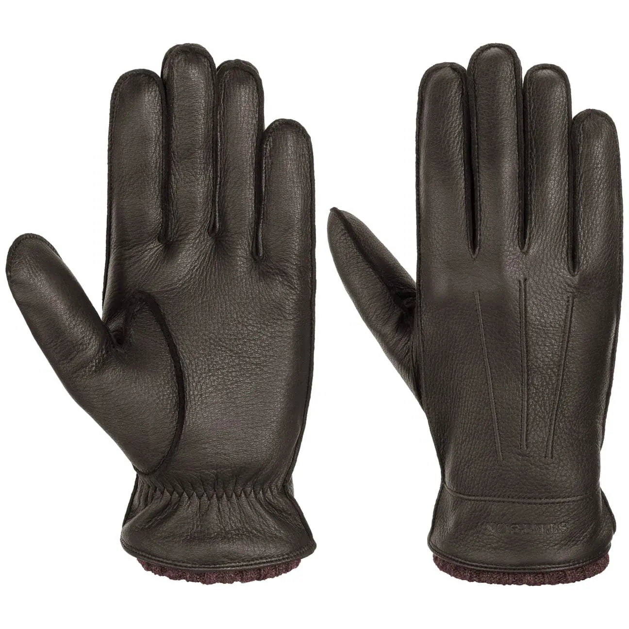 GANTS CUIR & CACHEMIRE - MARRON STETSON -  Klubb
