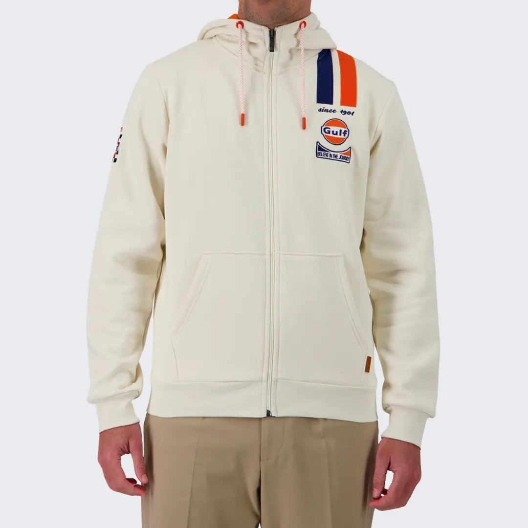 HOODIE GULF LEGEND FULL ZIP - ECRU