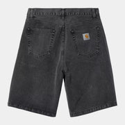 LANDON SHORT - BLACK HEAVY STONE WASHED CARHARTT WIP -  Klubb