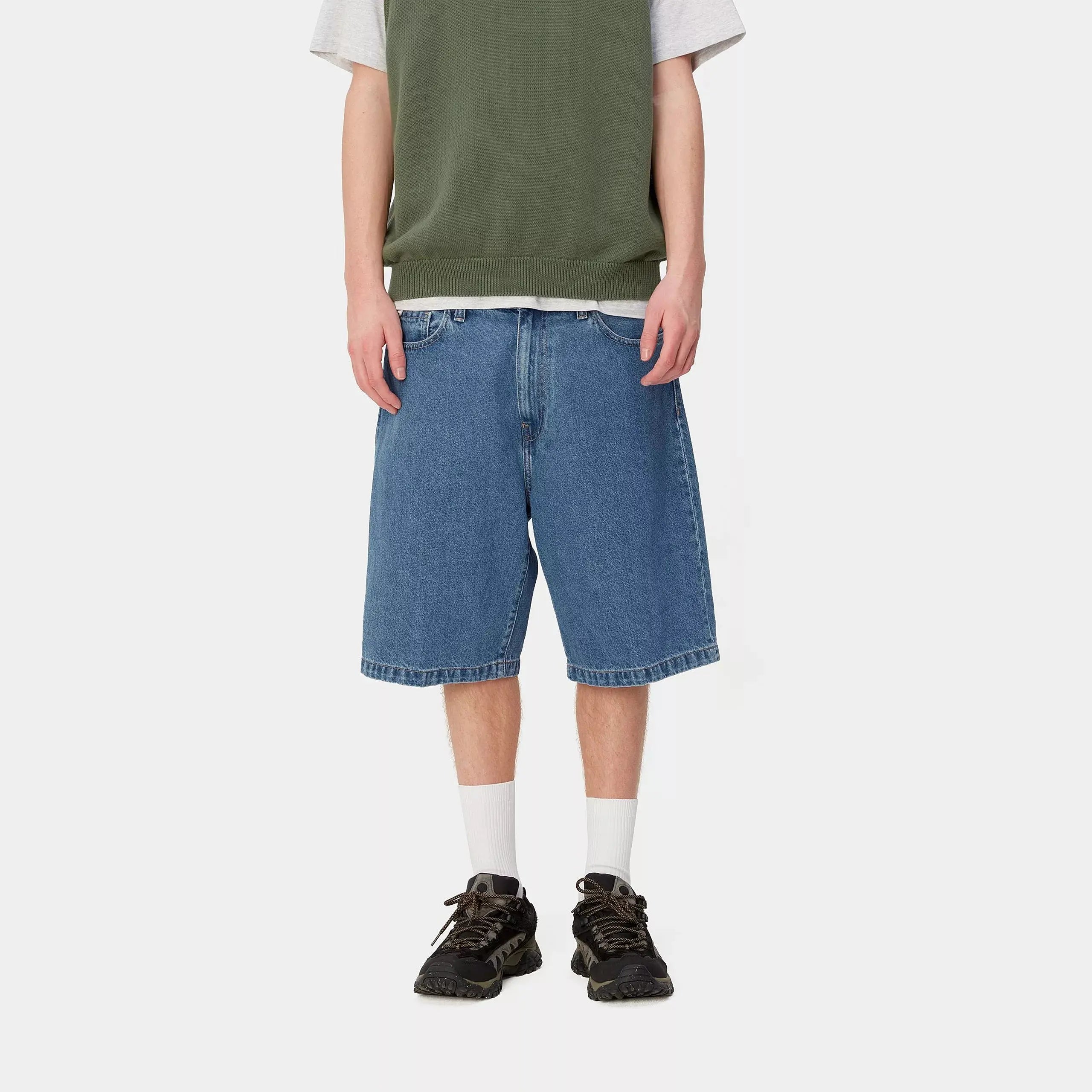 LANDON SHORT - BLUE HEAVY STONE WASHED CARHARTT WIP -  Klubb