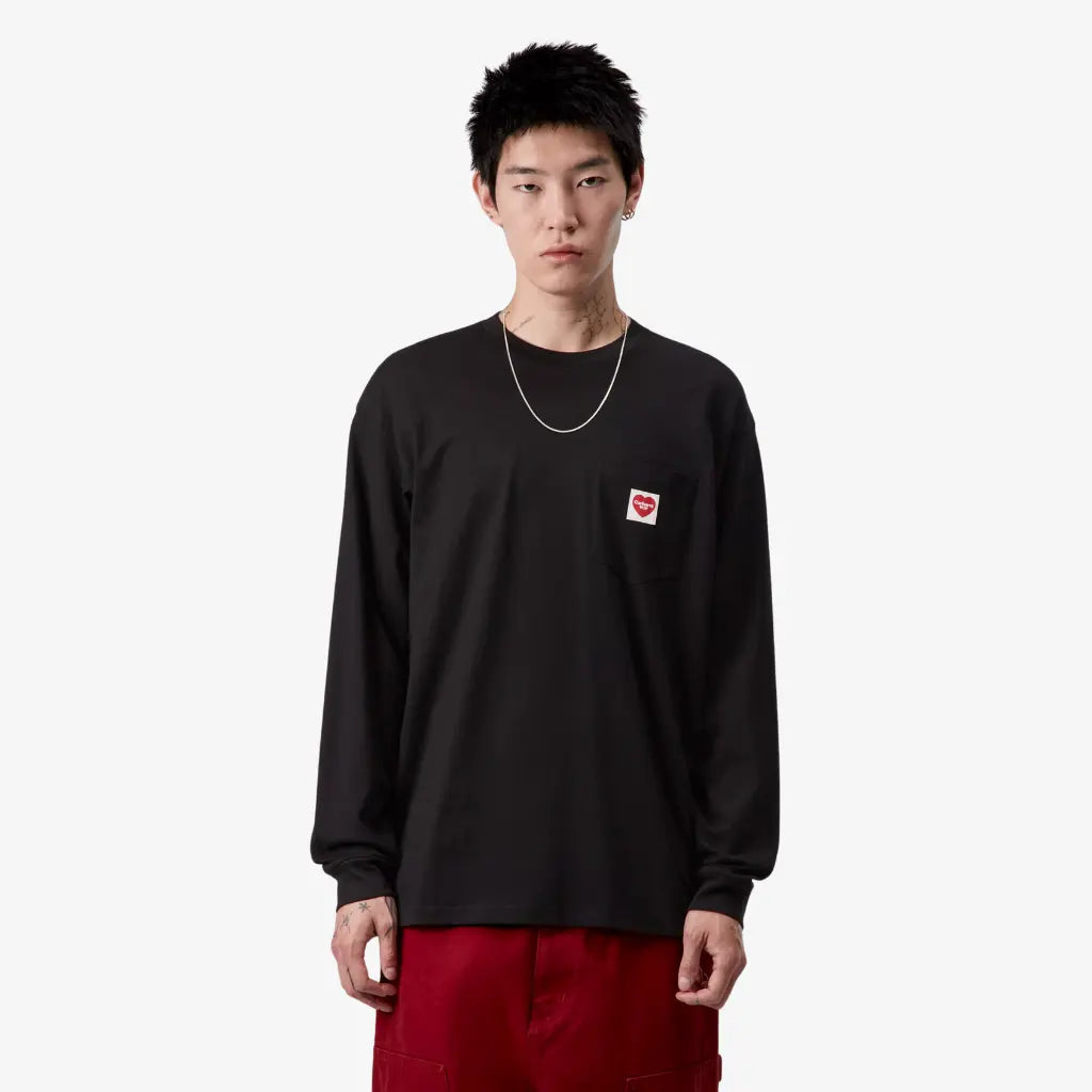CARHARTT WIP -  MANCHES LONGUES POCKET HEART BLACK & RED -  Klubb