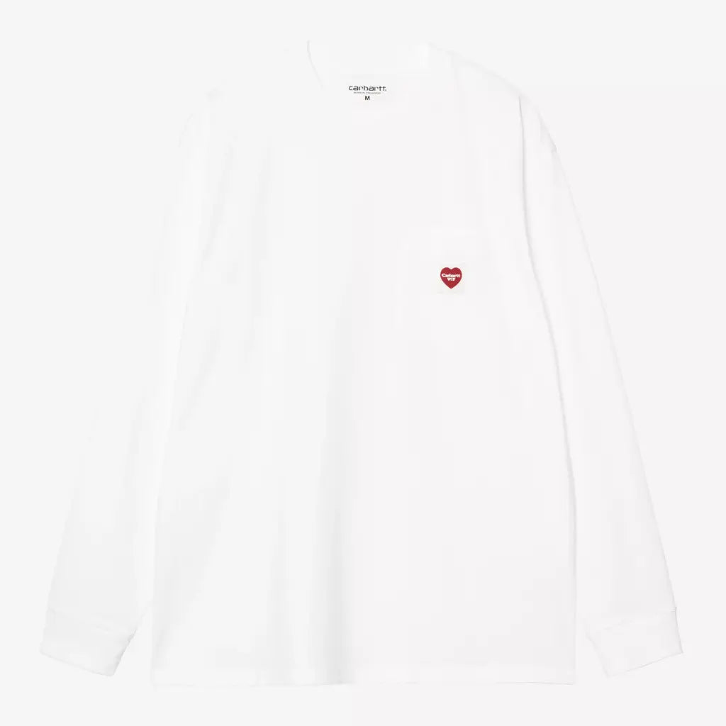 CARHARTT WIP -  MANCHES LONGUES POCKET HEART WHITE & RED -  Klubb