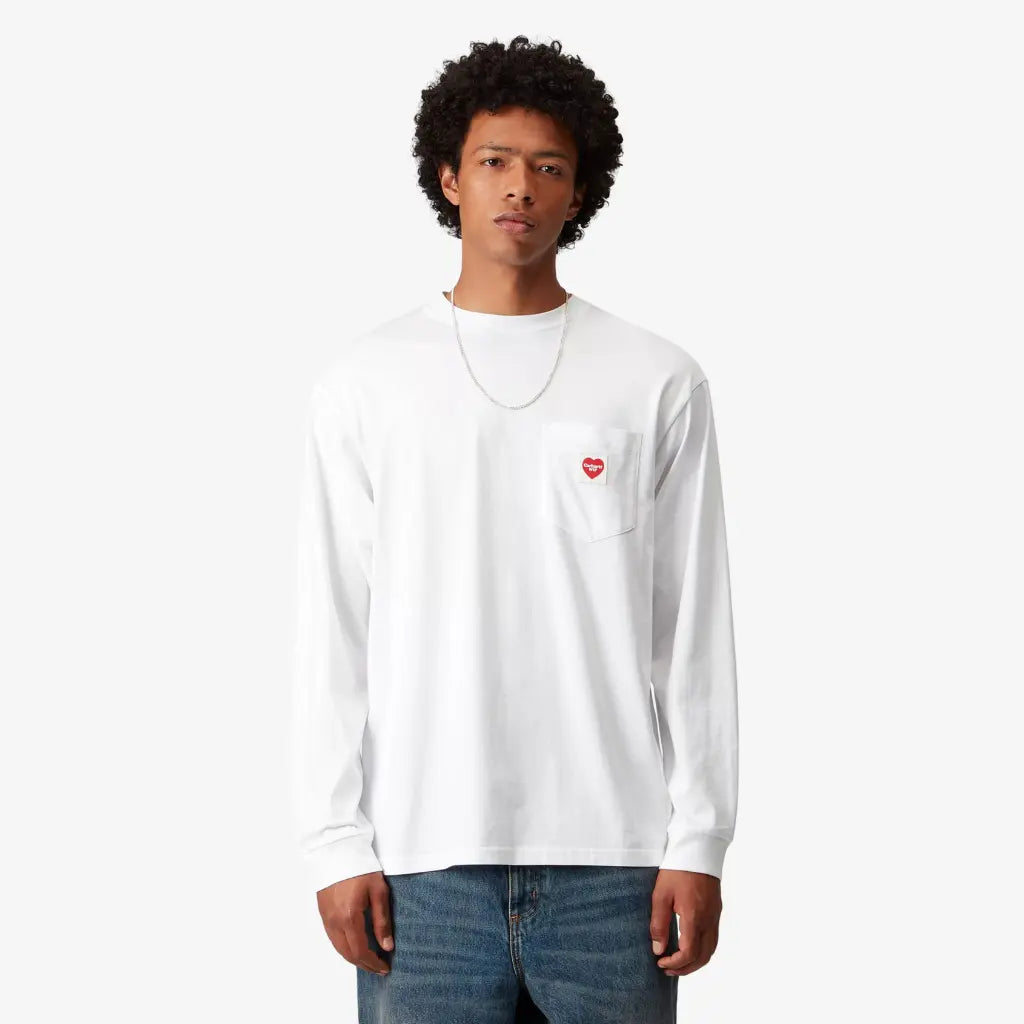 CARHARTT WIP -  MANCHES LONGUES POCKET HEART WHITE & RED -  Klubb