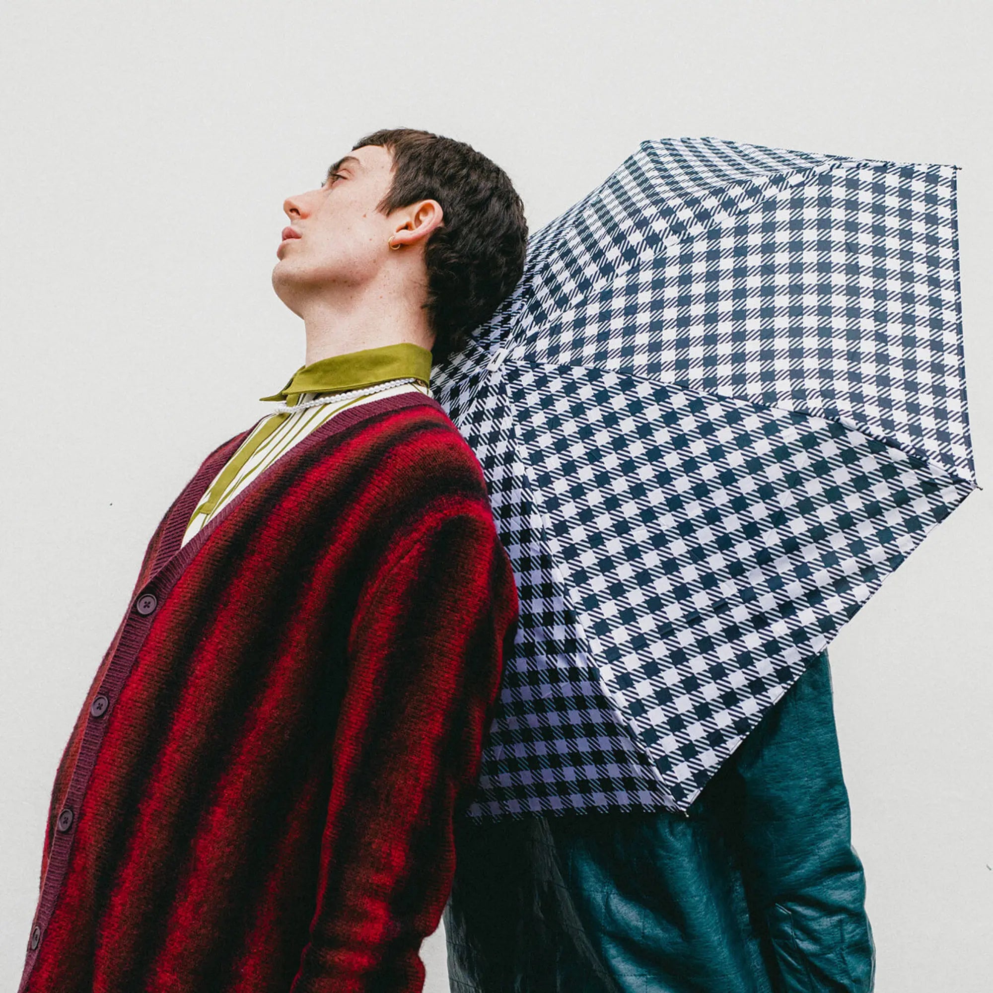 MINI PARAPLUIE - CARREAUX VICHY NOIR - KENSINGTON