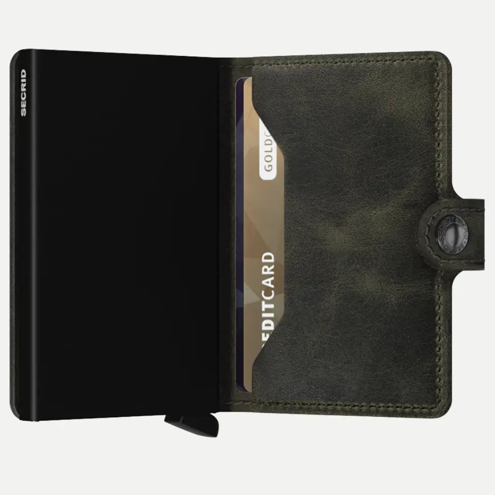 Miniwallet - Vintage Olive et Black - Secrid - détail 2