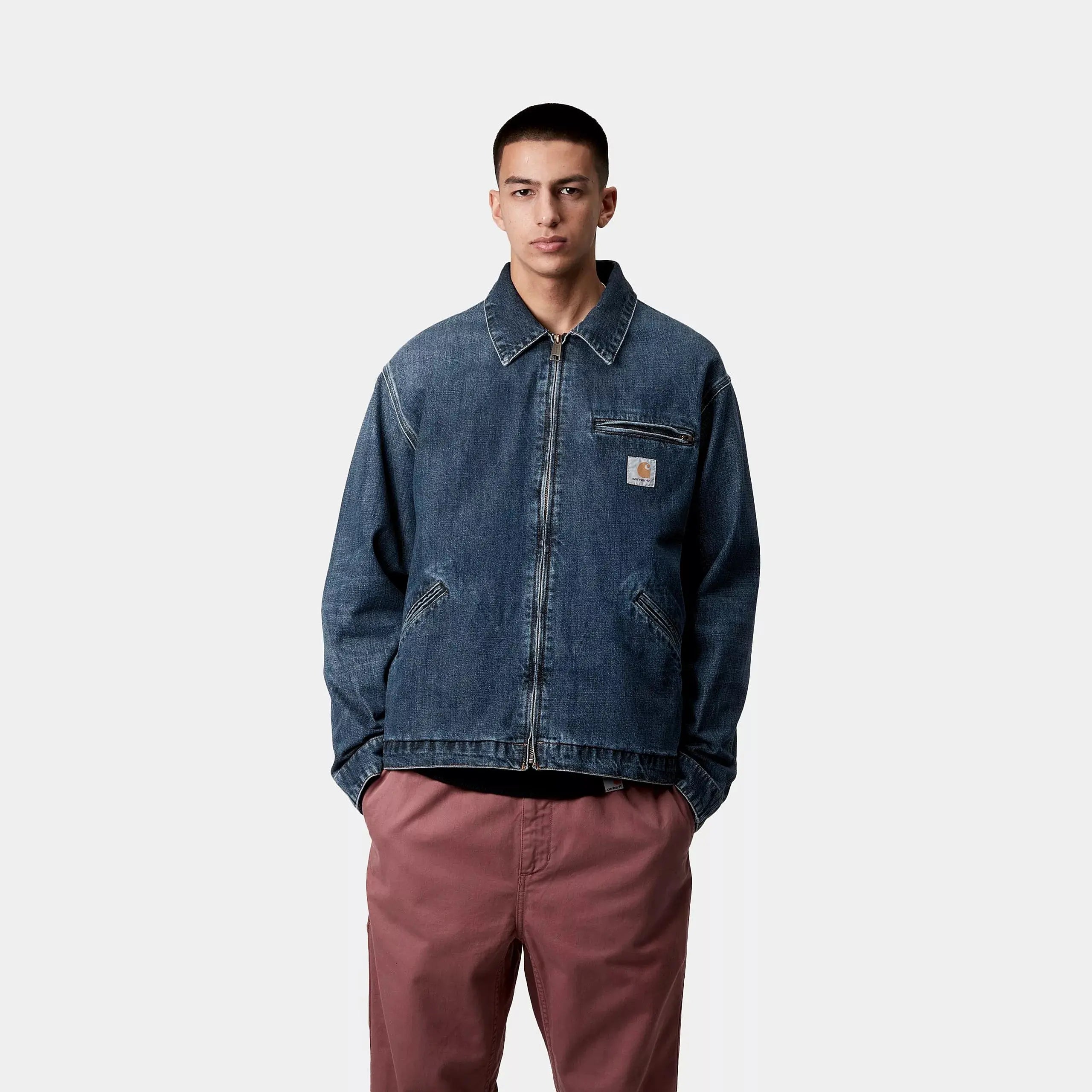 OG DETROIT JACKET - BLUE DARK USED WASH CARHARTT WIP -  Klubb