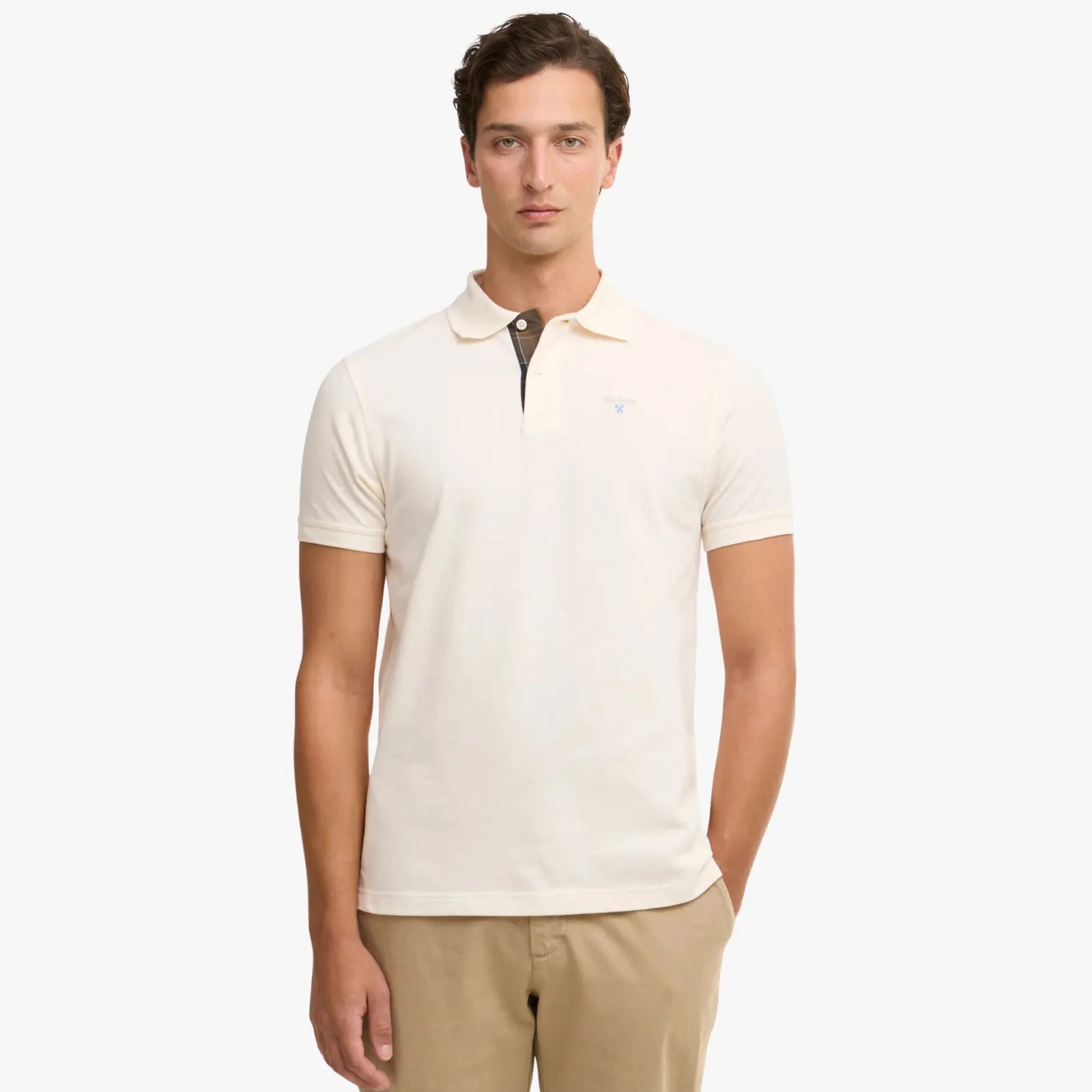 Polo Piqué Tartan - Blanc Cassé - Barbour - détail 2