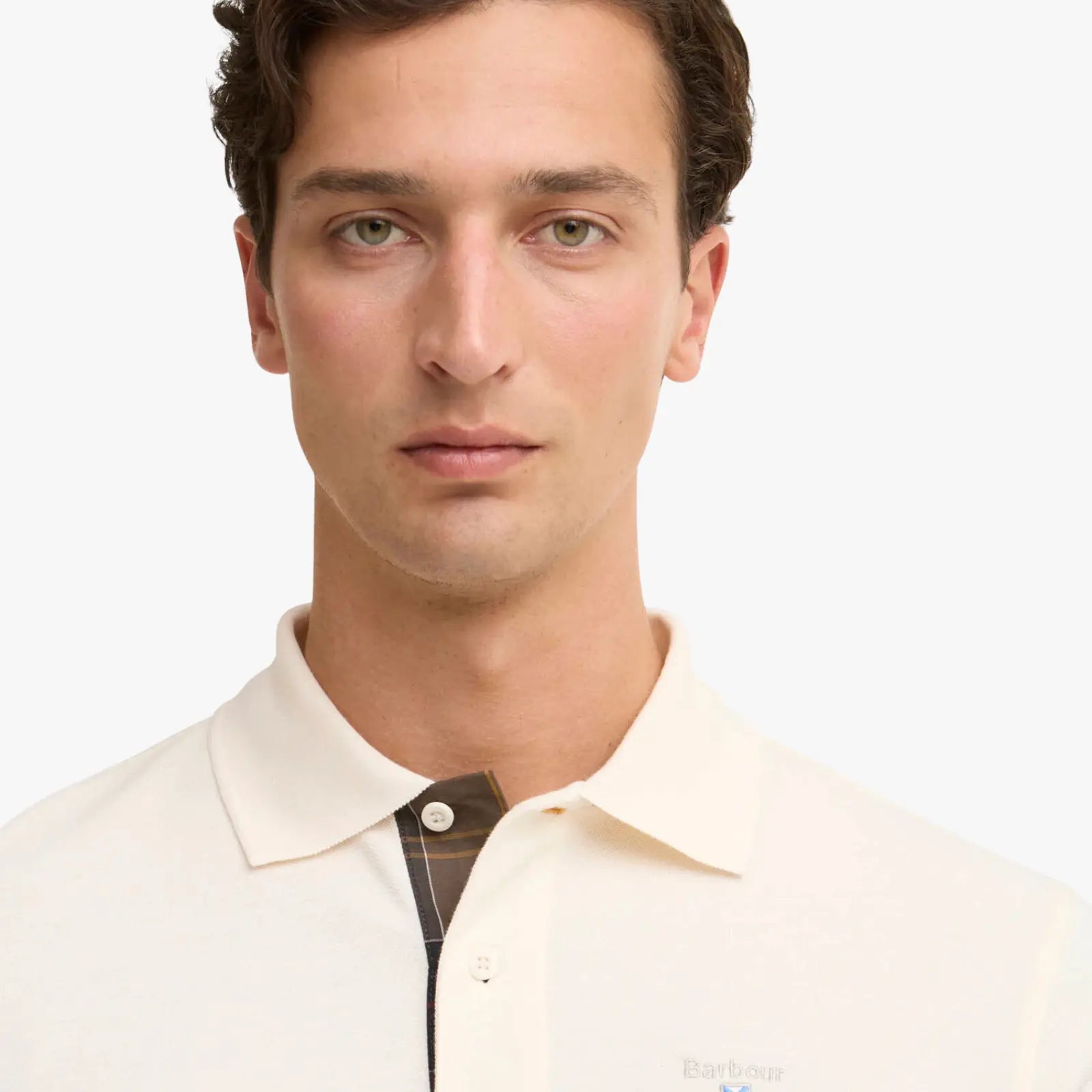 Polo Piqué Tartan - Blanc Cassé - Barbour - détail 4