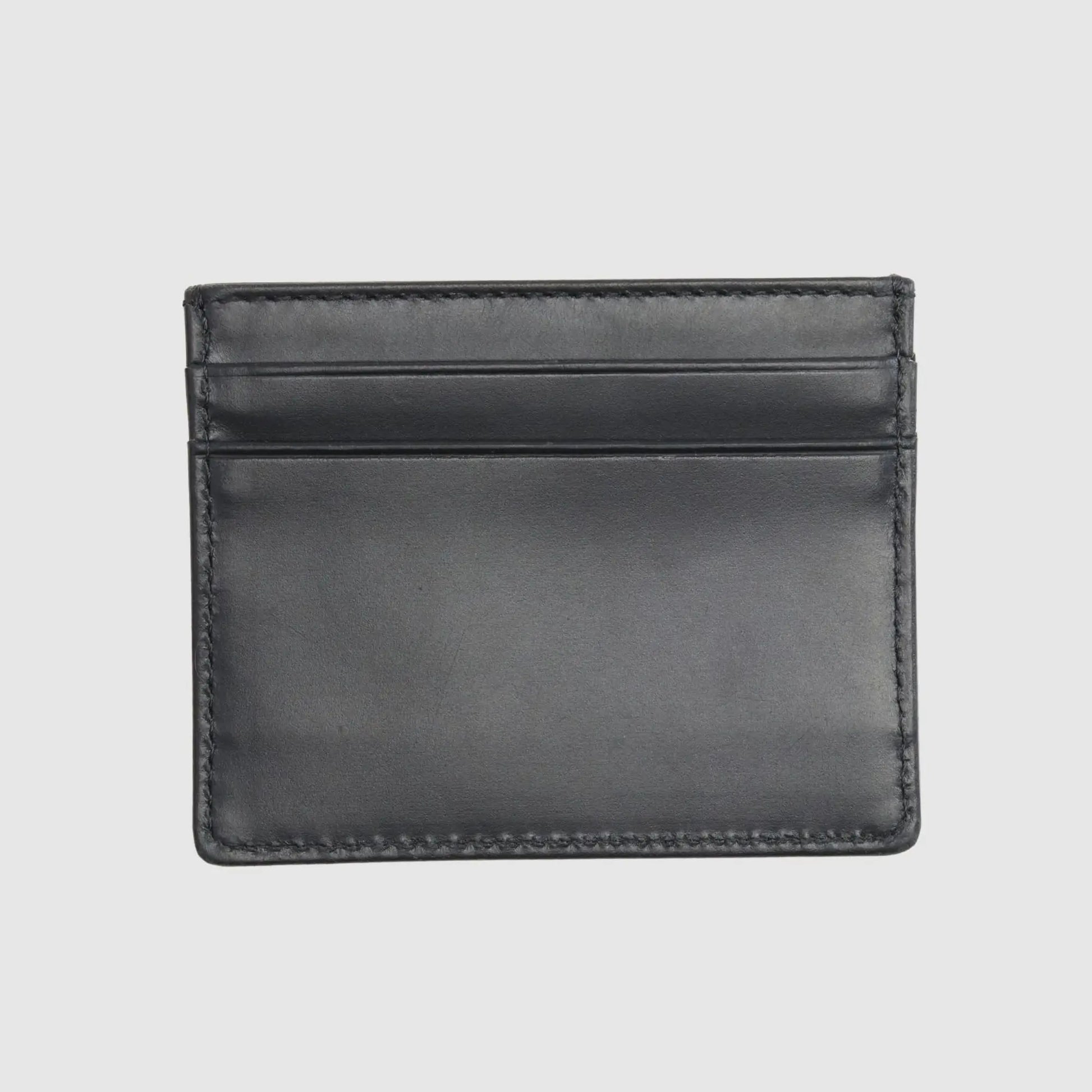 Porte-cartes Levi's en cuir noir, face arrière lisse avec deux emplacements cartes et surpiqûres
