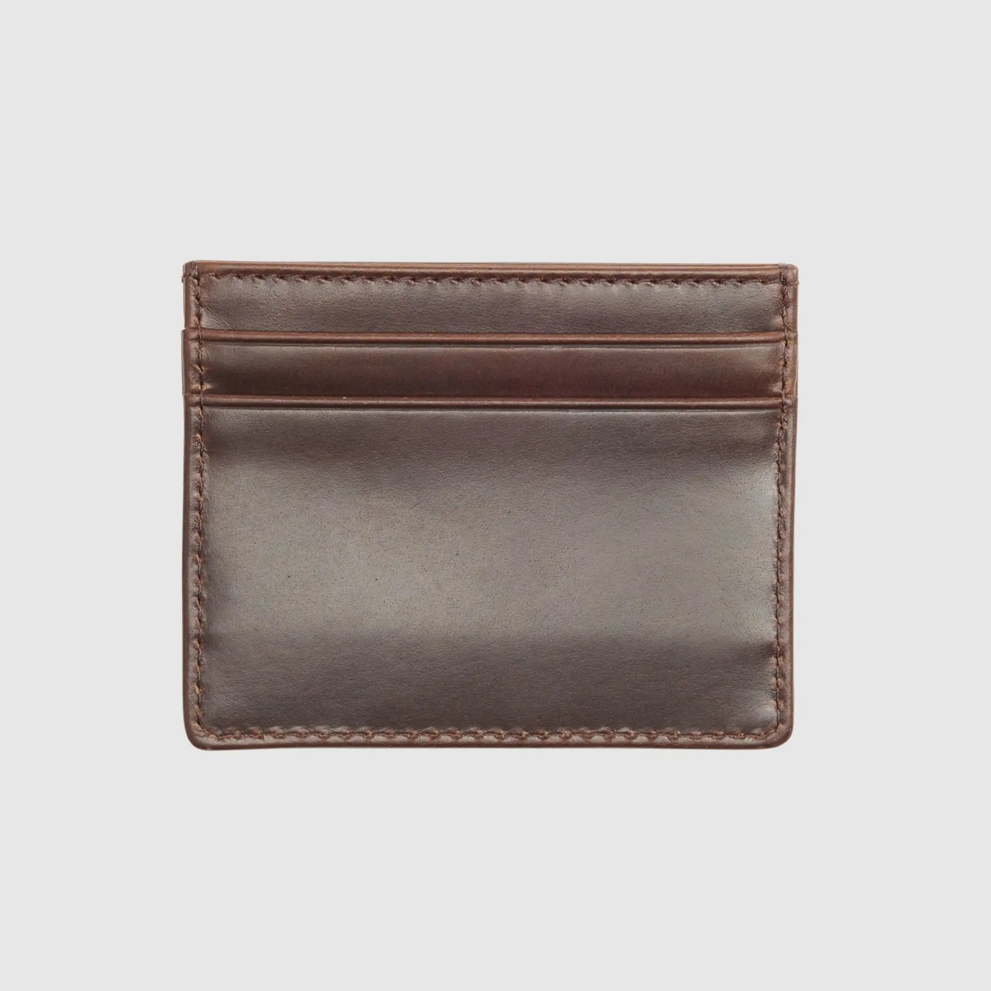 Revers du porte-cartes Levi's en cuir marron, sans logo, avec ses emplacements cartes