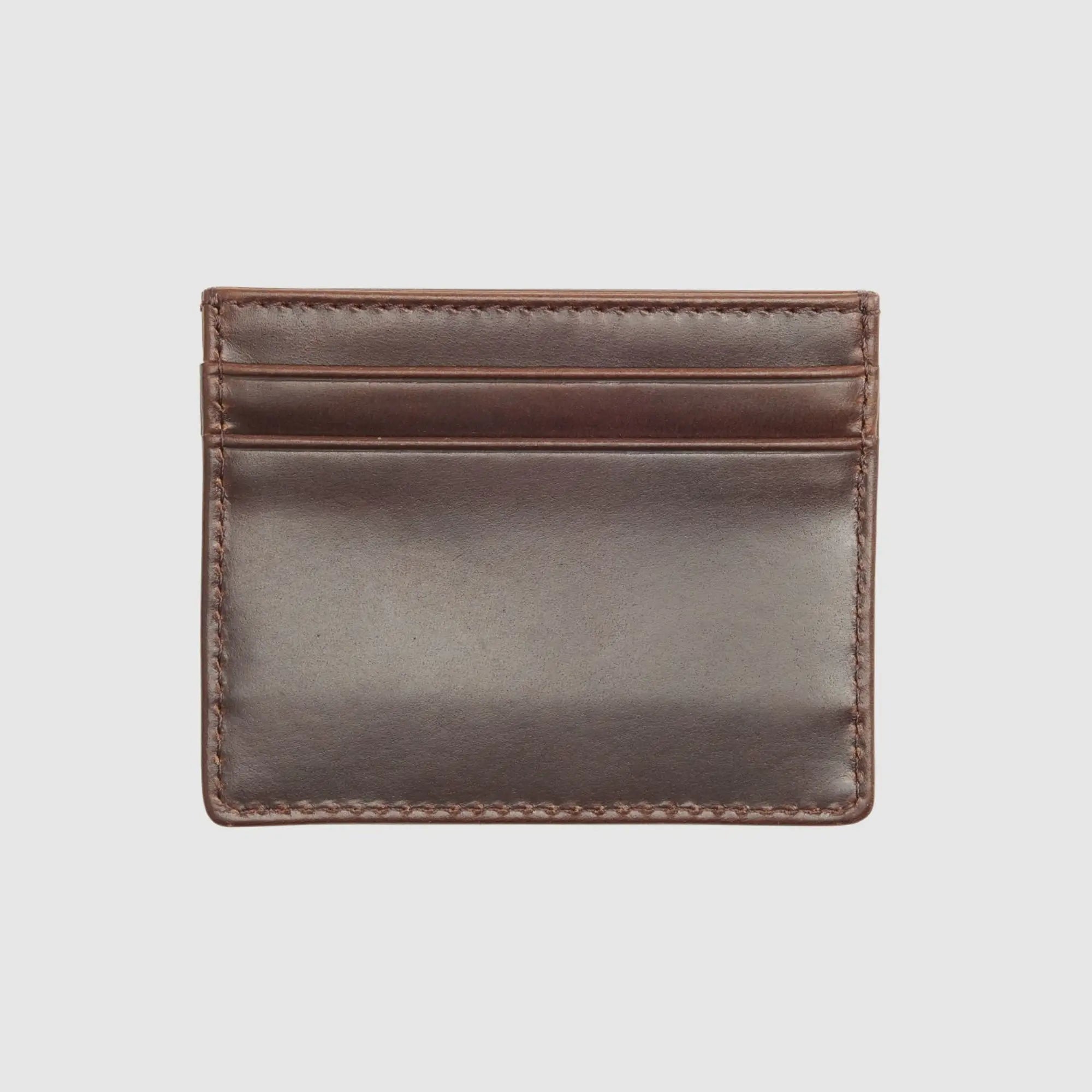 Revers du porte-cartes Levi's en cuir marron, sans logo, avec ses emplacements cartes