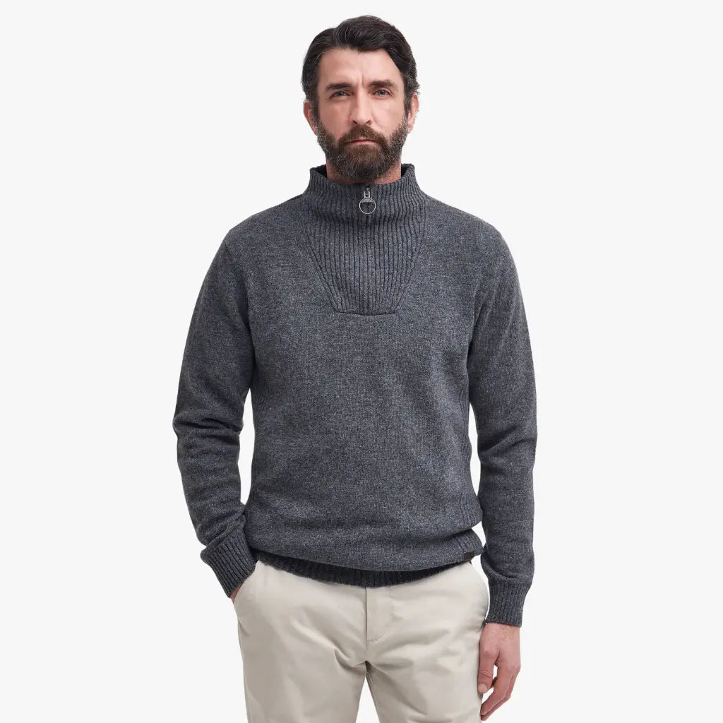 BARBOUR -  PULL HALF ZIP NELSON GRIS -  Klubb