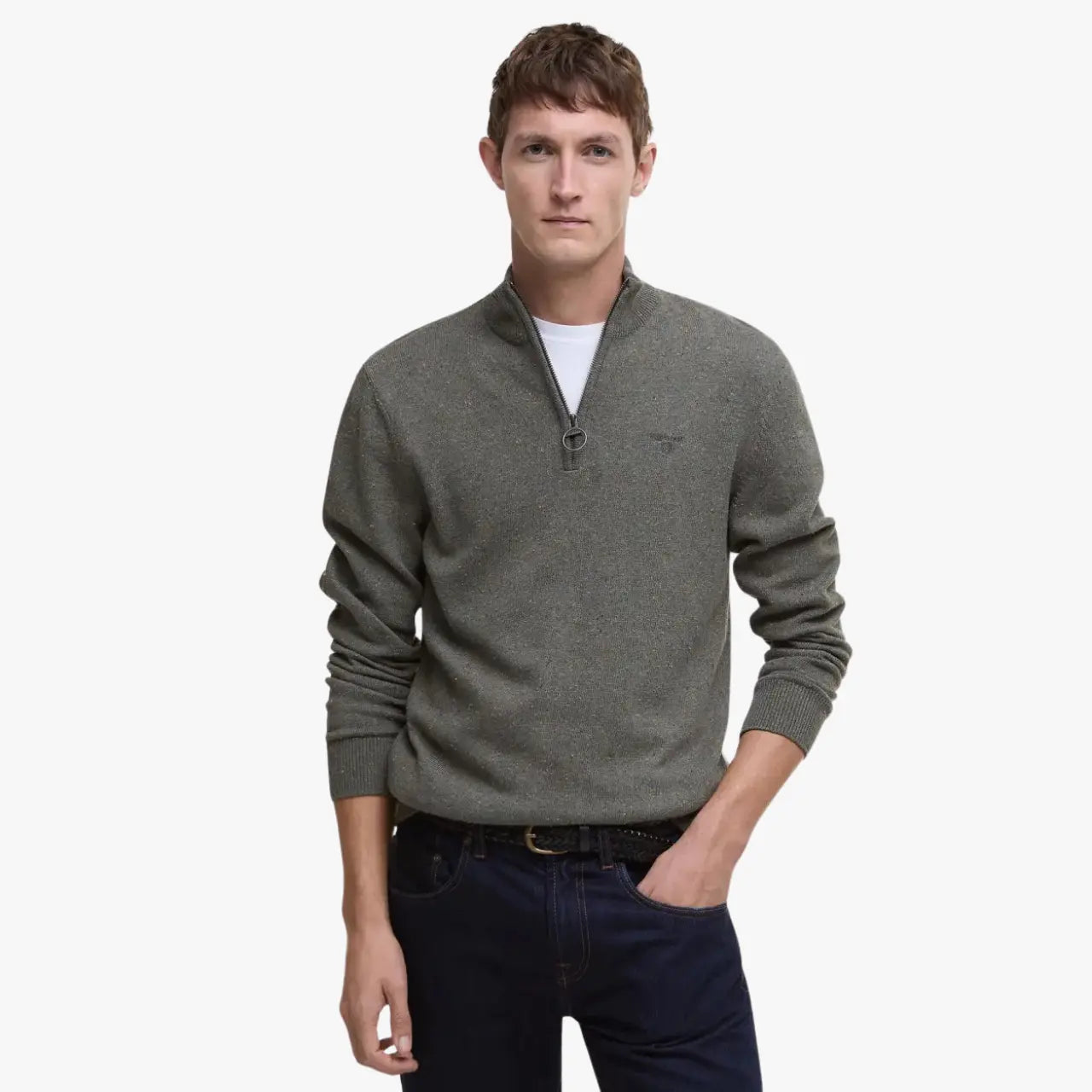 BARBOUR -  PULL HALF ZIP TAINSBURY OLIVE -  Klubb
