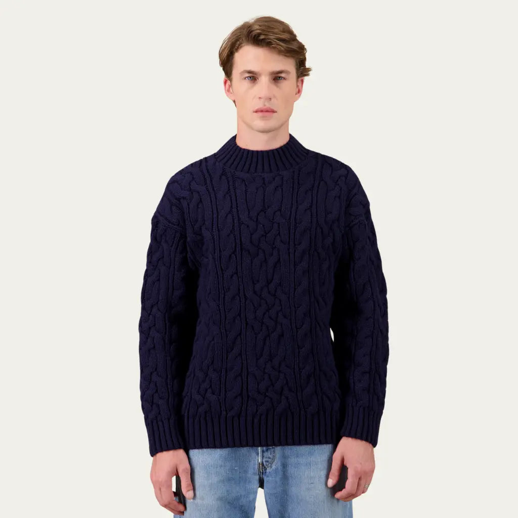 NITTO KNITWEAR -  PULL OHANNES - MARINE -  Klubb