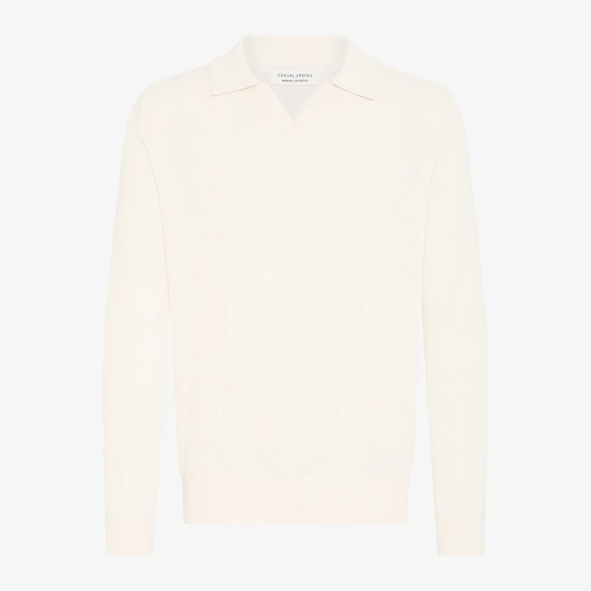 PULL POLO MAILLE FINE - ÉCRU