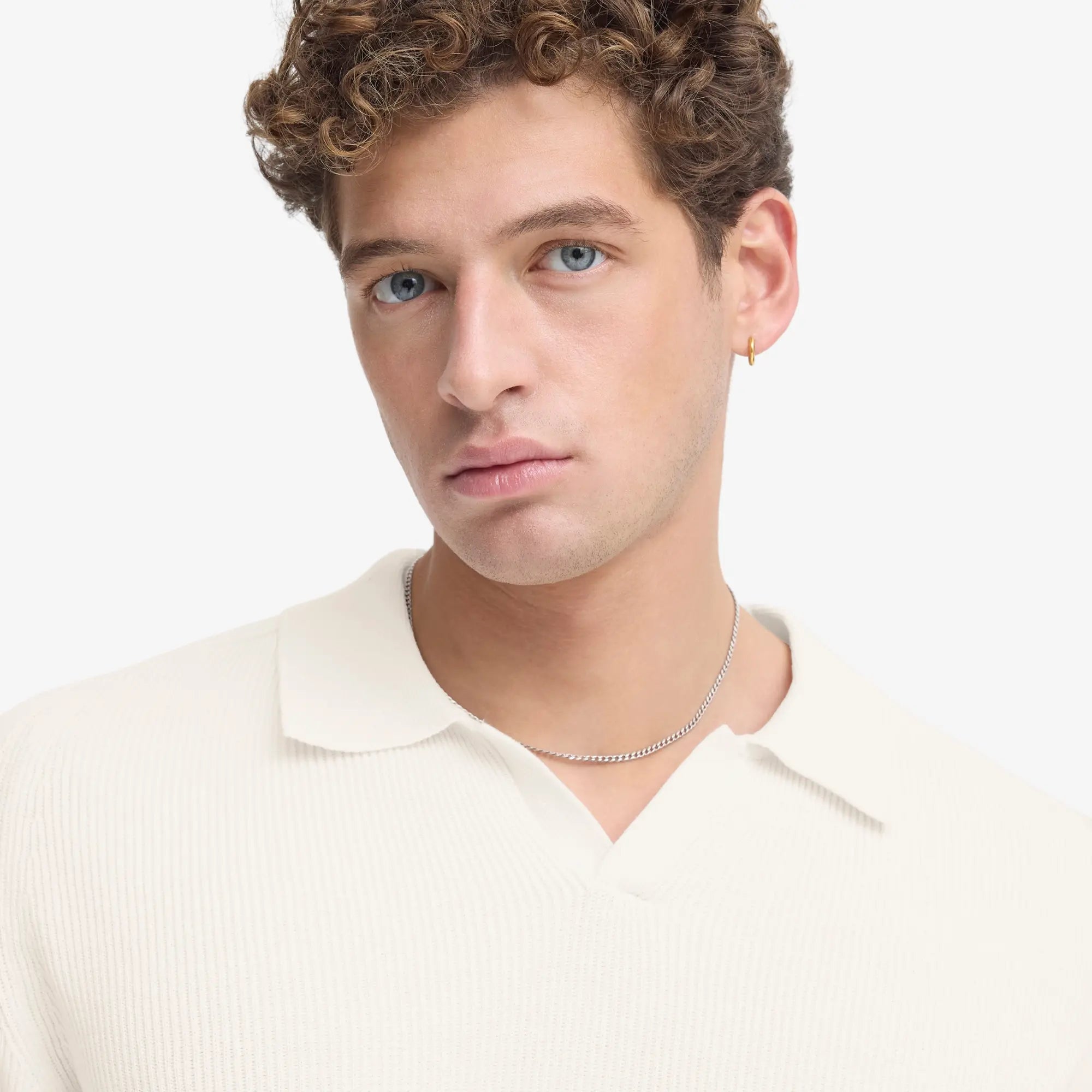 PULL POLO MAILLE FINE - ÉCRU