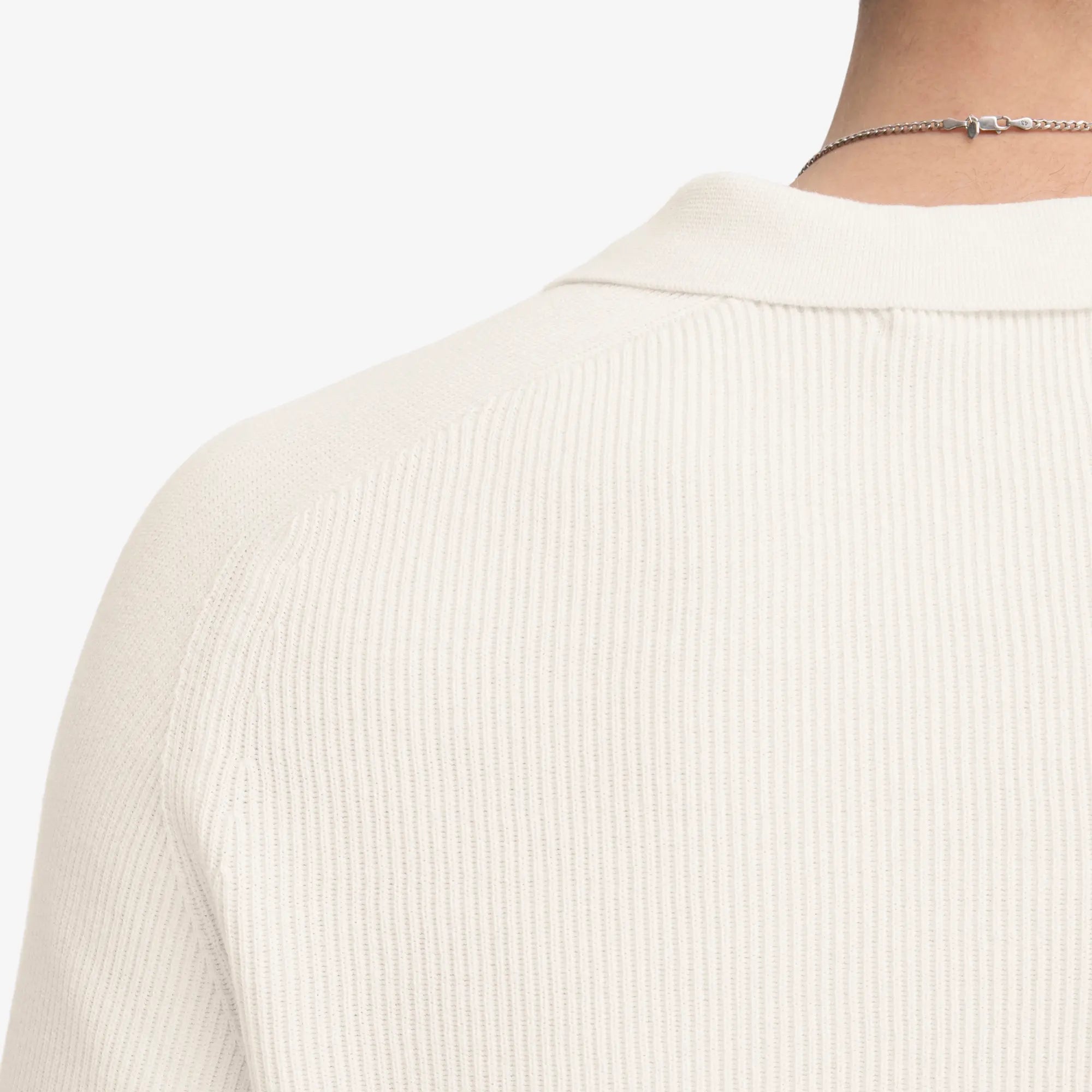 PULL POLO MAILLE FINE - ÉCRU