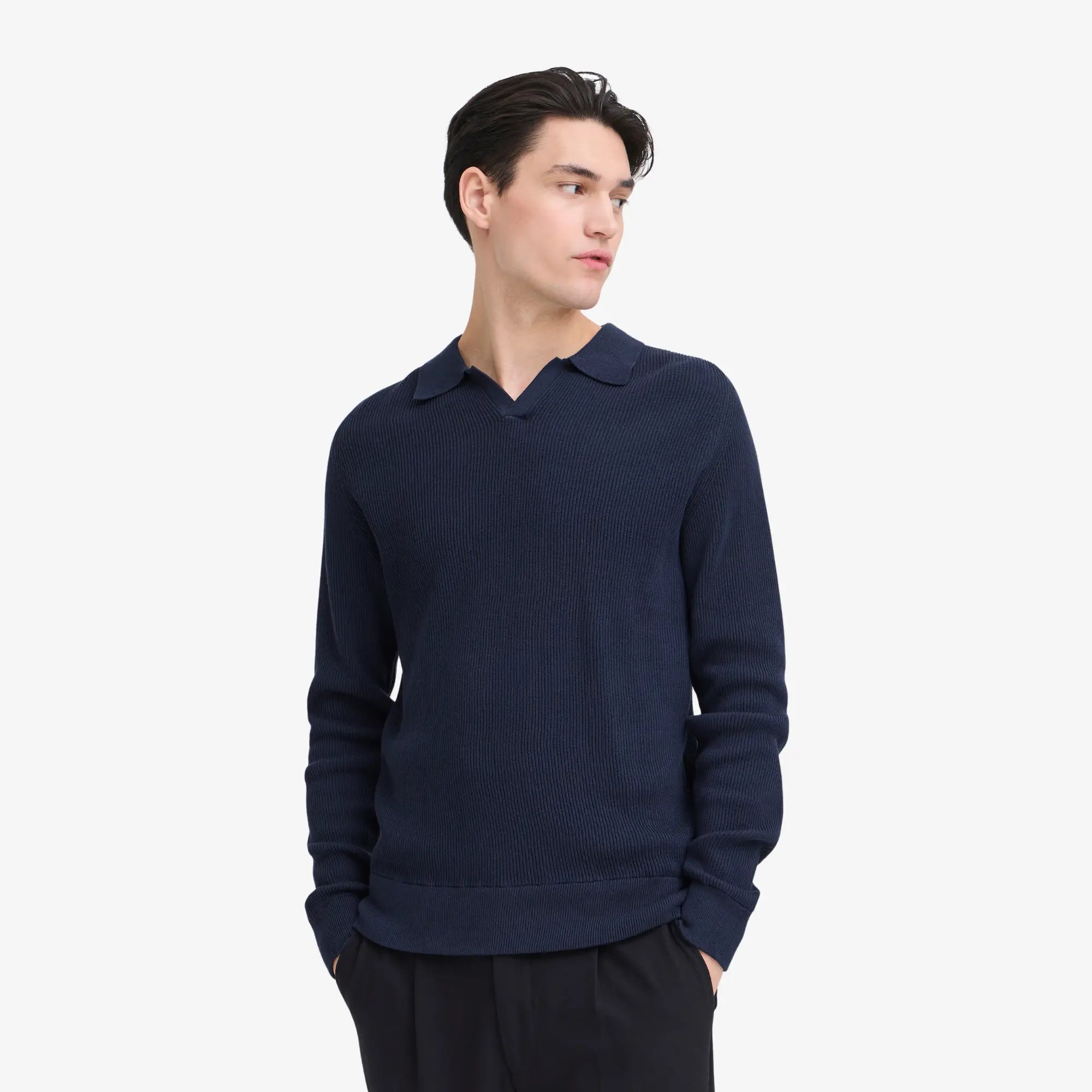 PULL POLO MAILLE FINE - NAVY