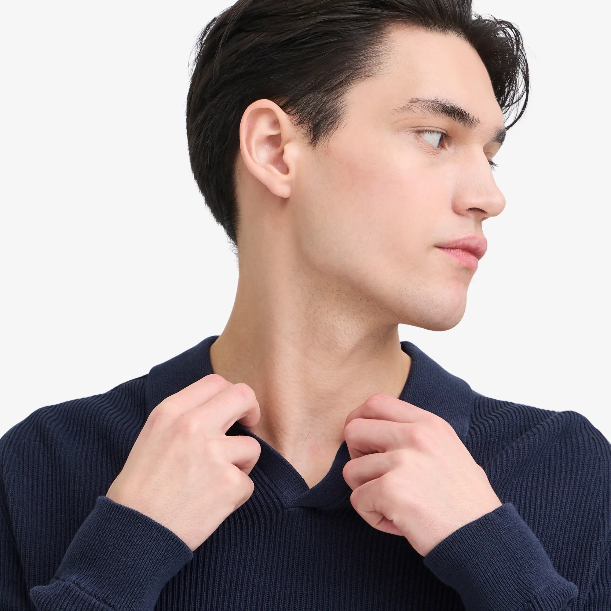 PULL POLO MAILLE FINE - NAVY