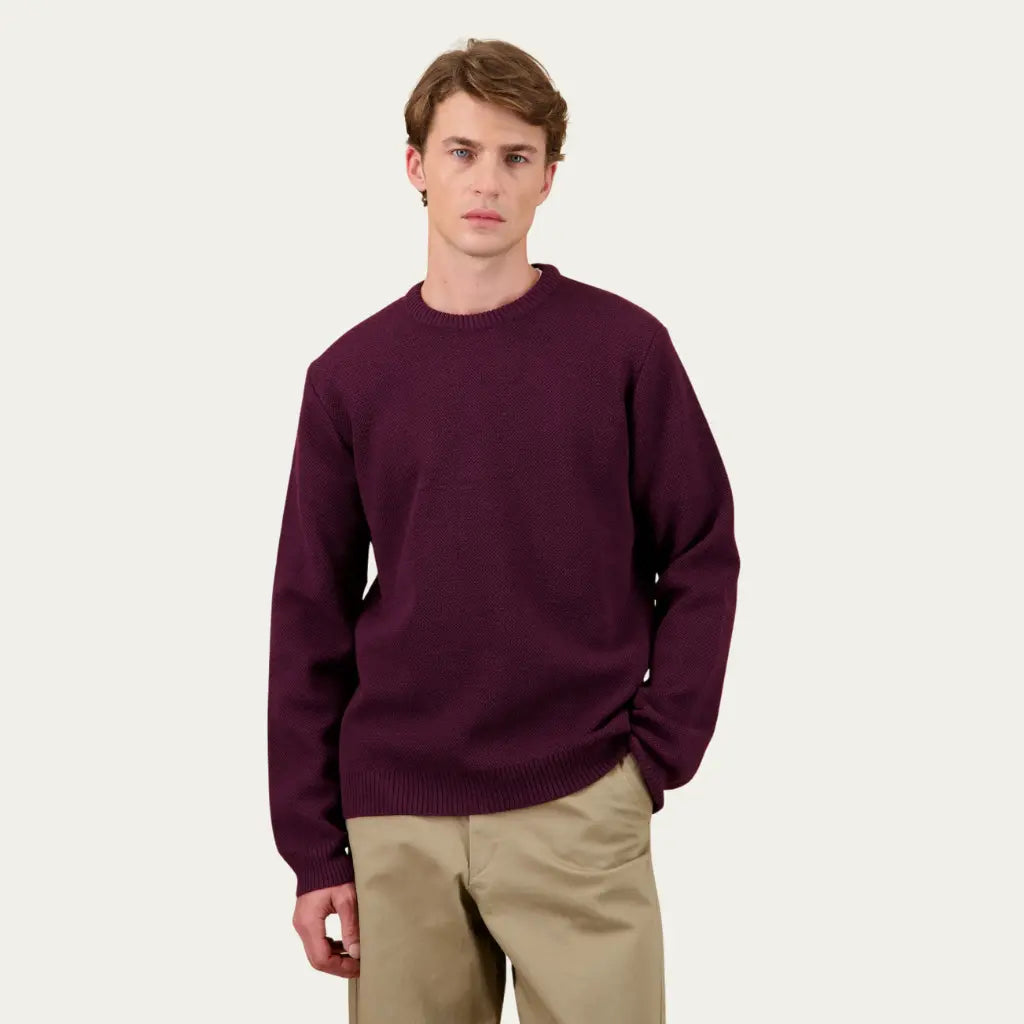 NITTO KNITWEAR -  PULL YOURI LAINE - BORDEAUX -  Klubb