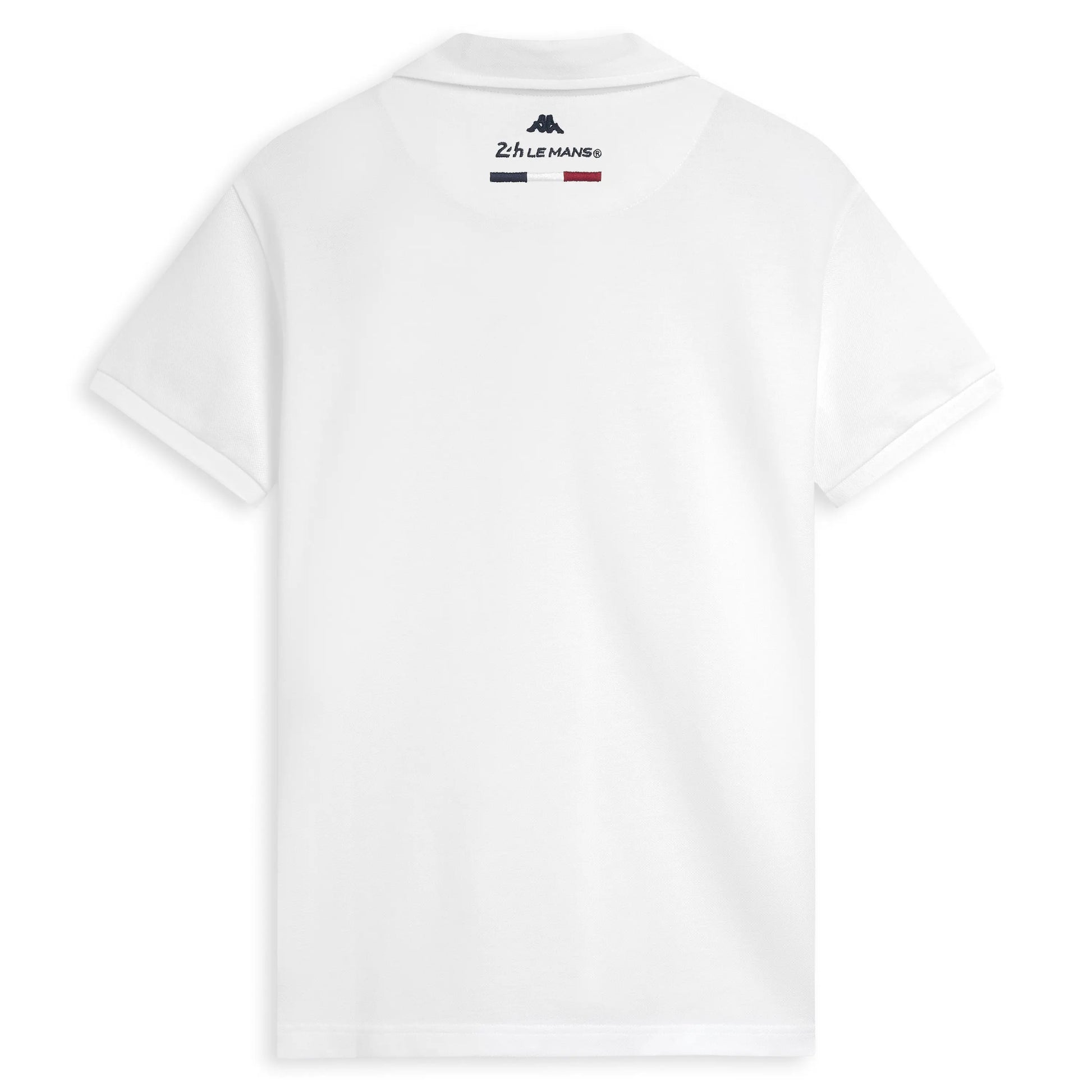 Polo Kappa Fangione 24H Le Mans blanc — détail logos contrastés
