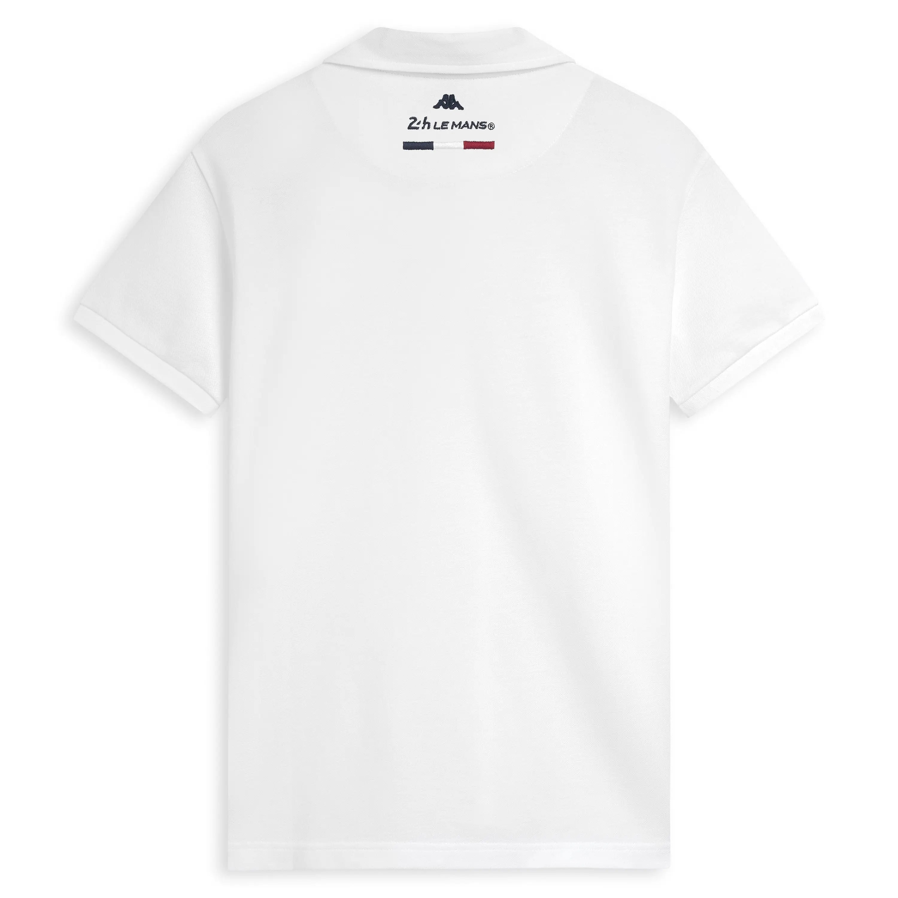 Polo Kappa Fangione 24H Le Mans blanc — détail logos contrastés