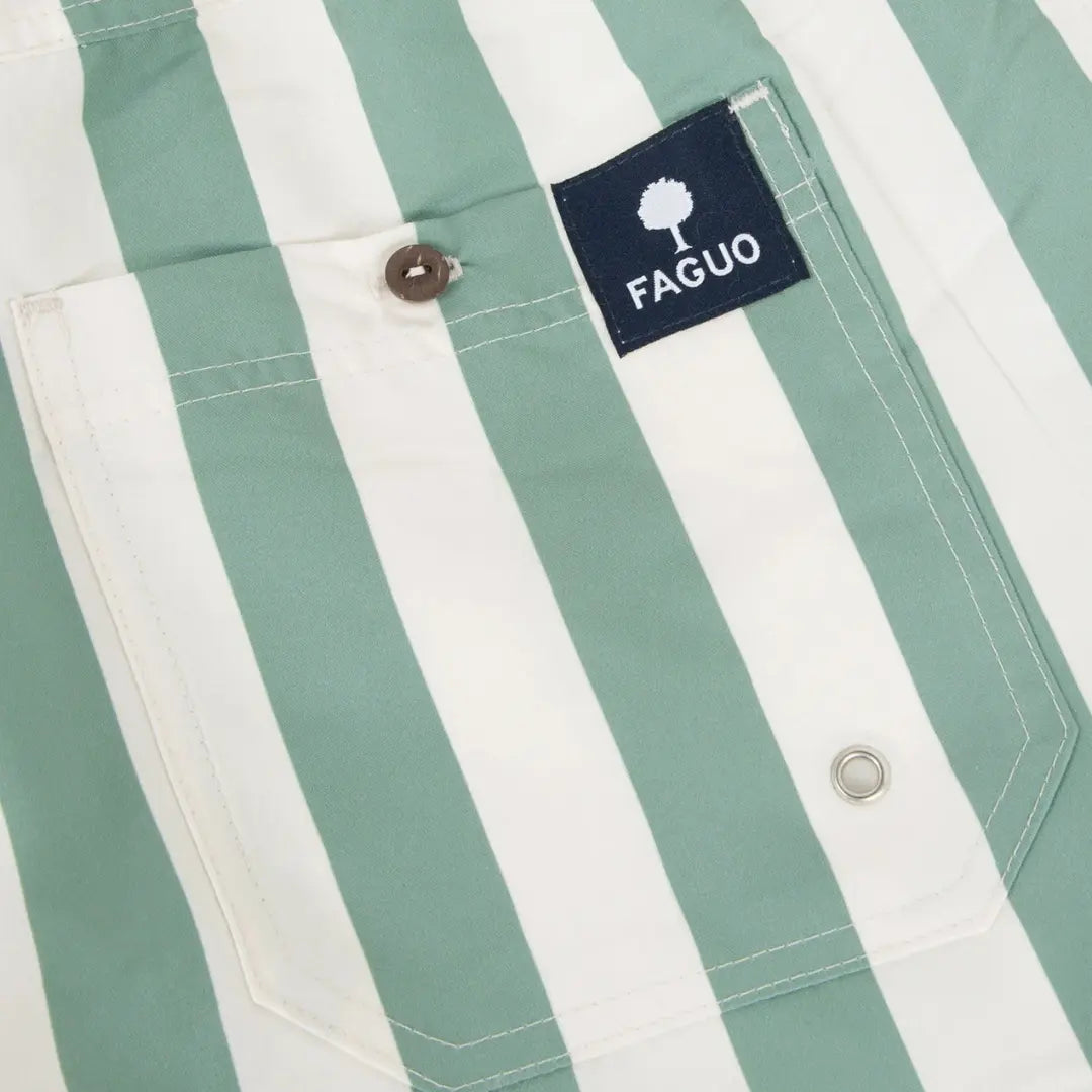 Short de Bain Mimizan - Vert et Écru - Faguo - détail 3