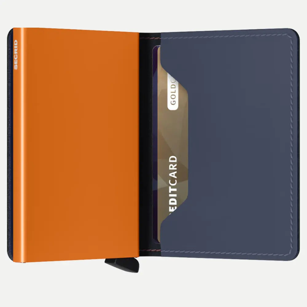 Slimwallet - Matte Nightblue et Orange - Secrid - détail 2
