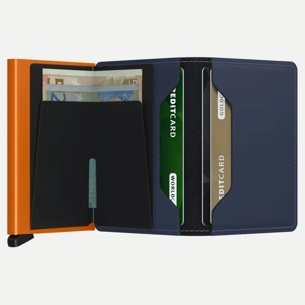 Slimwallet - Matte Nightblue et Orange - Secrid - détail 3
