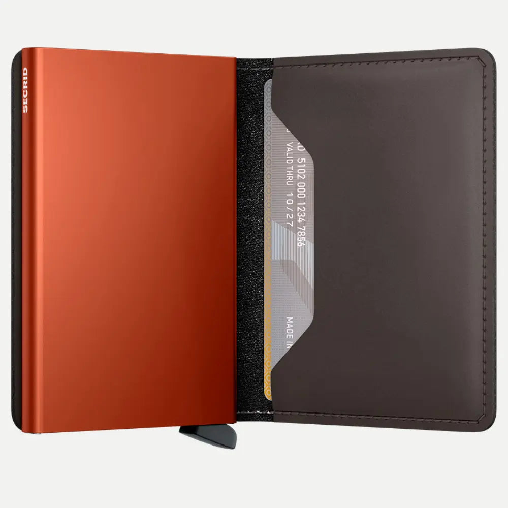 Slimwallet - Matte Truffle et Orange - Secrid - détail 2